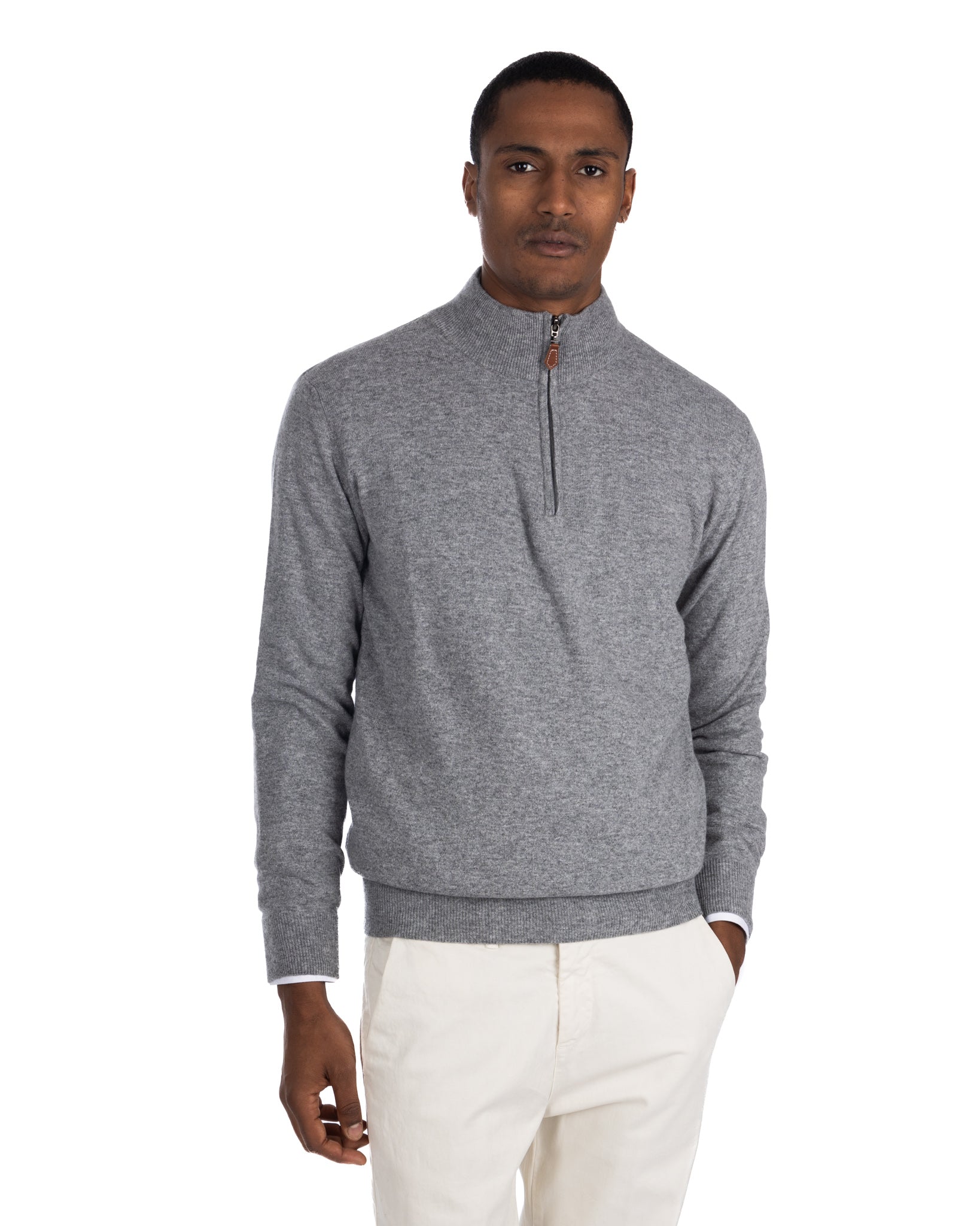 Rory - gray cashmere blend zip sweater