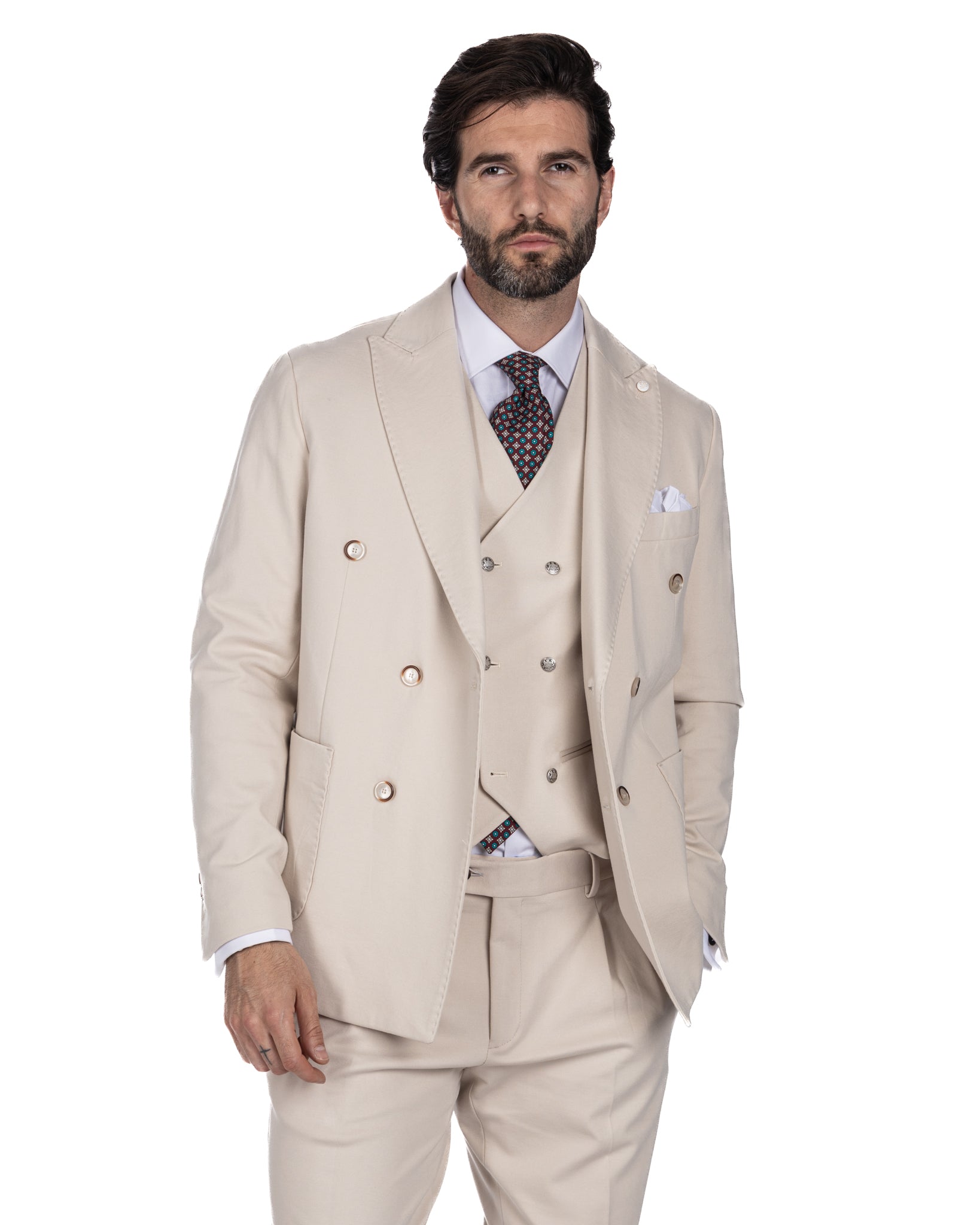 Mustang - cream Milan stitch double-breasted jacket