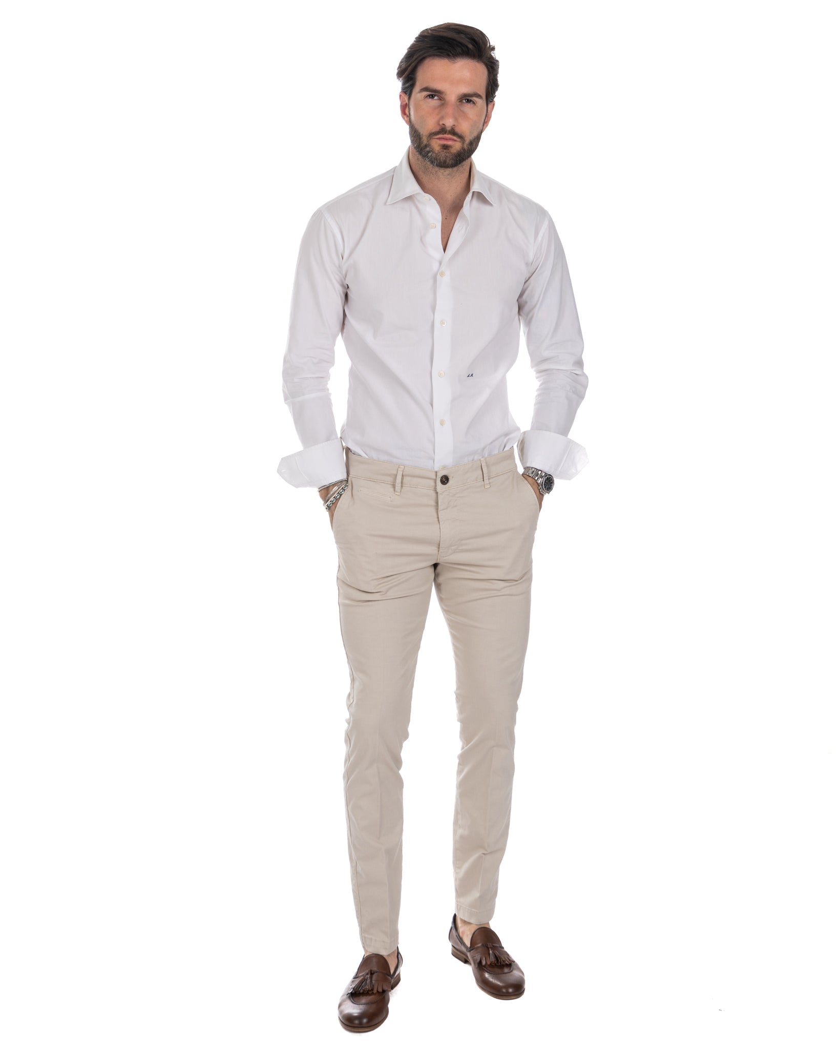 Frank - beige basic trousers