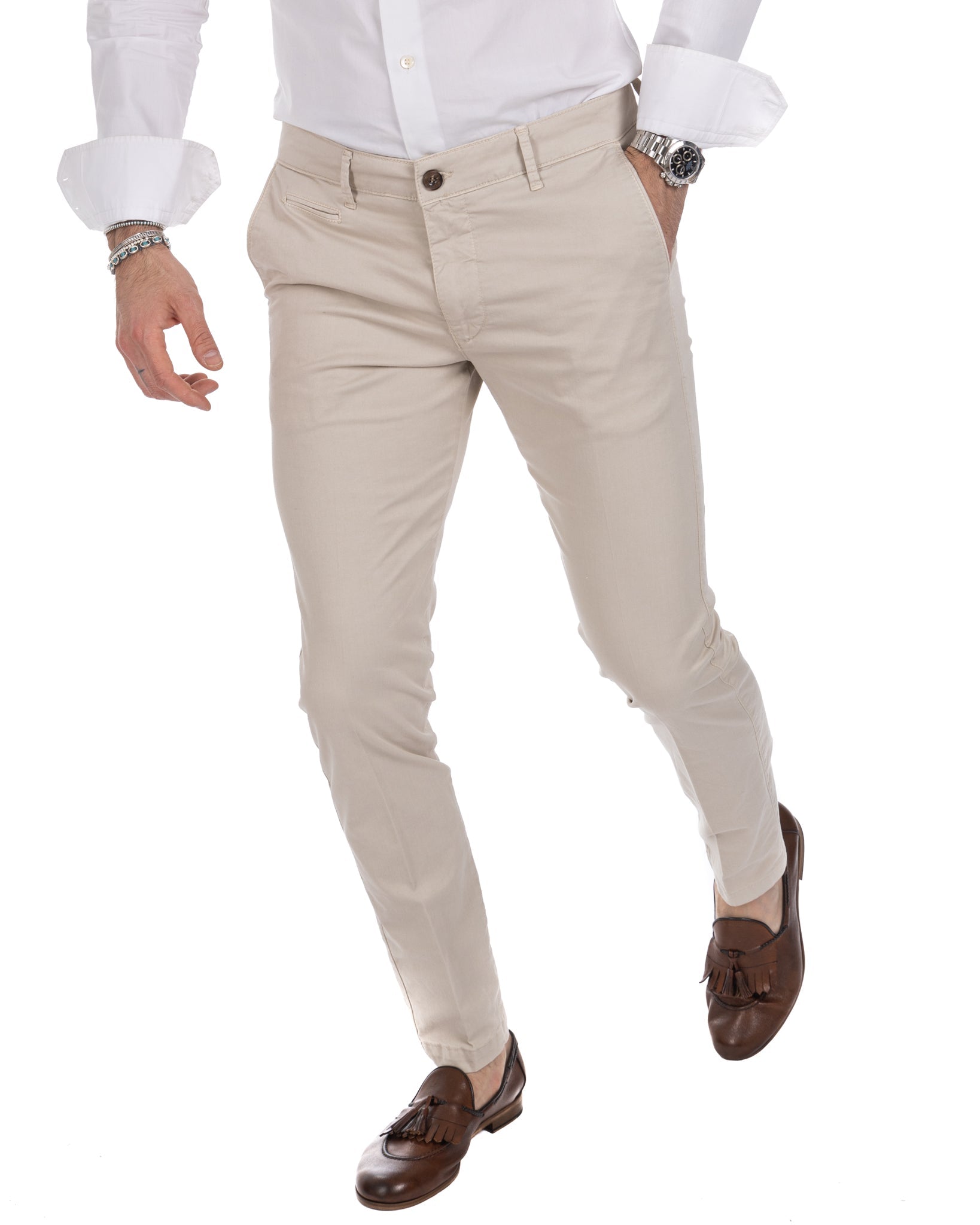 Frank - beige basic trousers