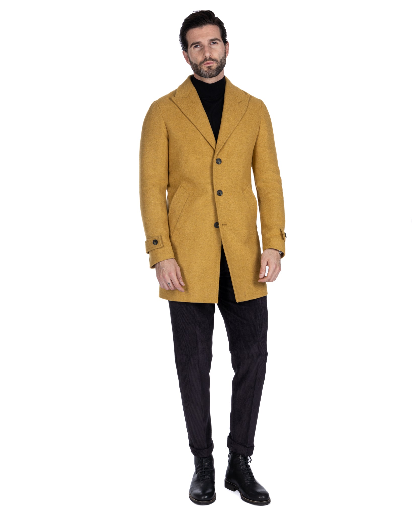 Jean - manteau beige à simple boutonnage
