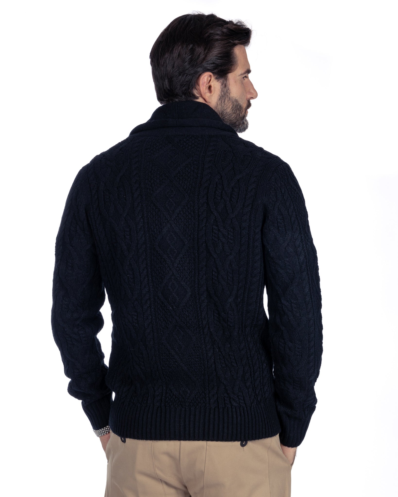 Blake - cardigan blu con trecce