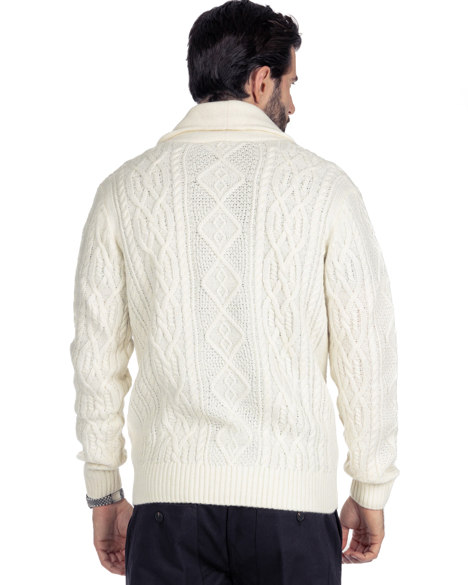 Blake - cardigan panna con trecce