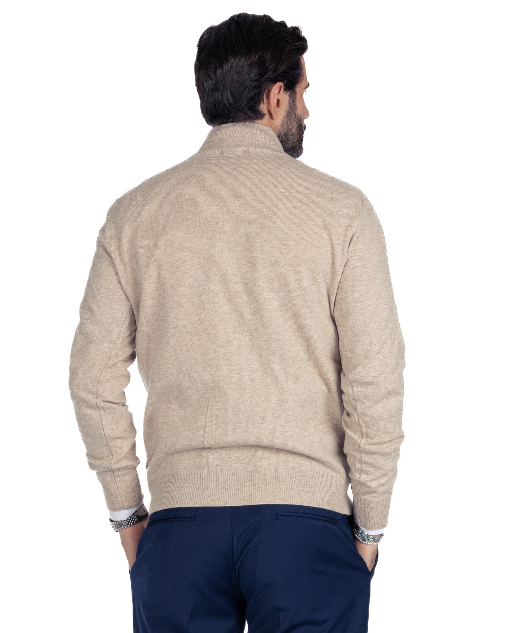 Rory - beige cashmere blend zip sweater