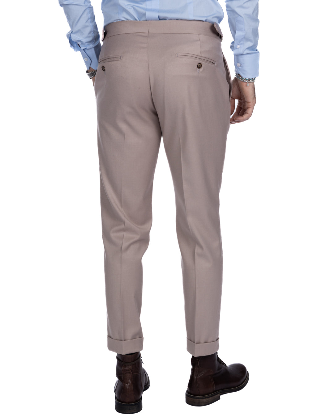 Otranto - beige trousers with buckles and pleats