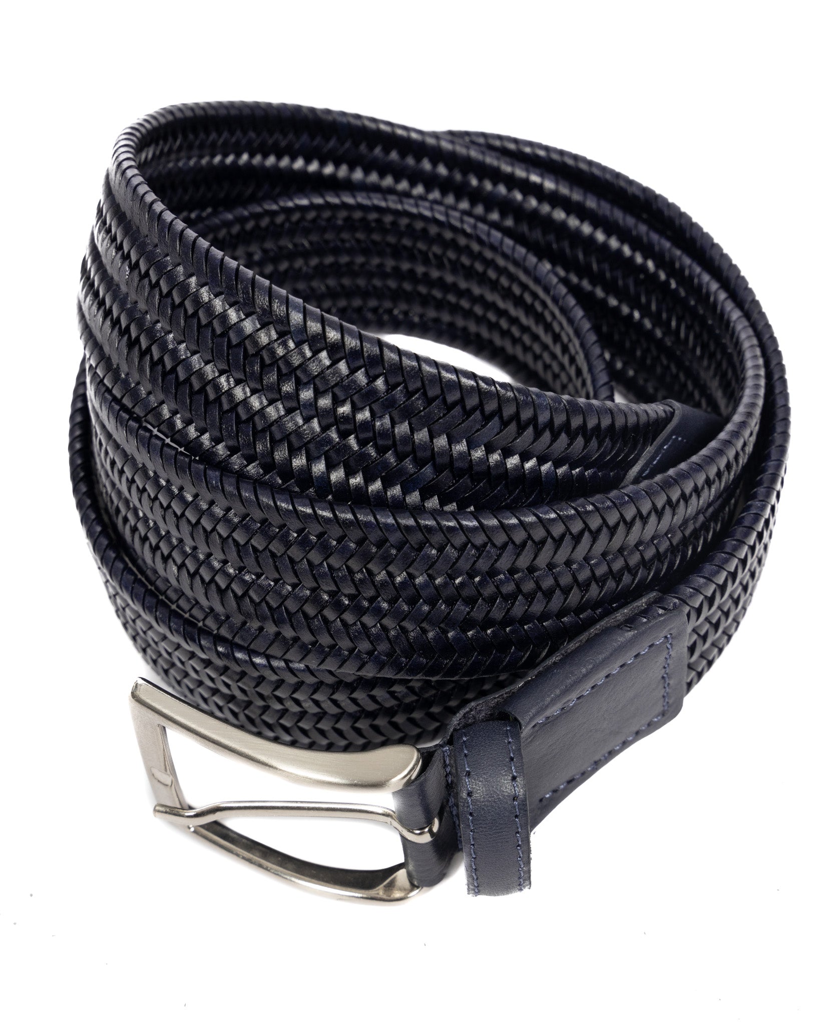 Montalcino - blue narrow weave leather belt