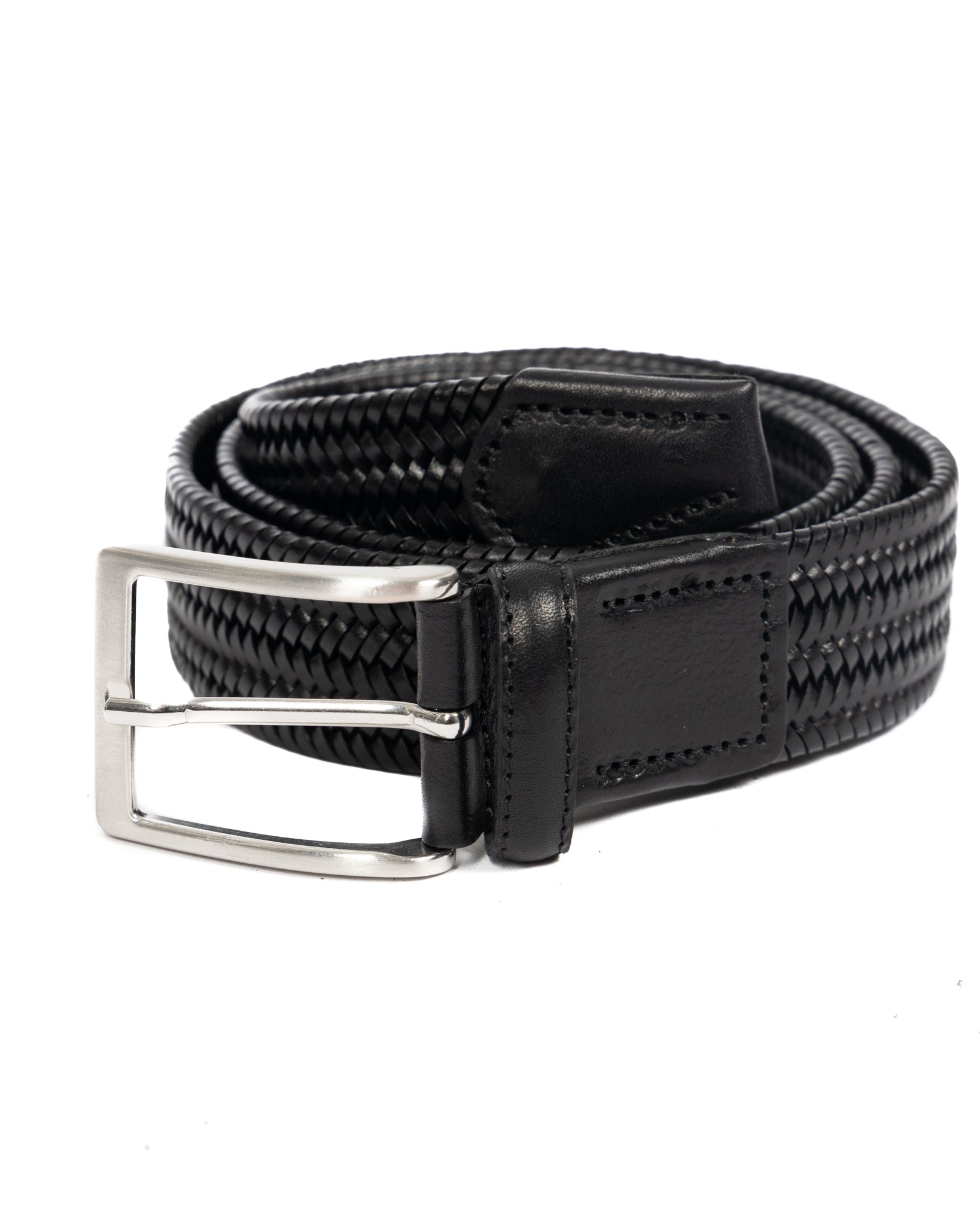 Montalcino - black narrow weave leather belt