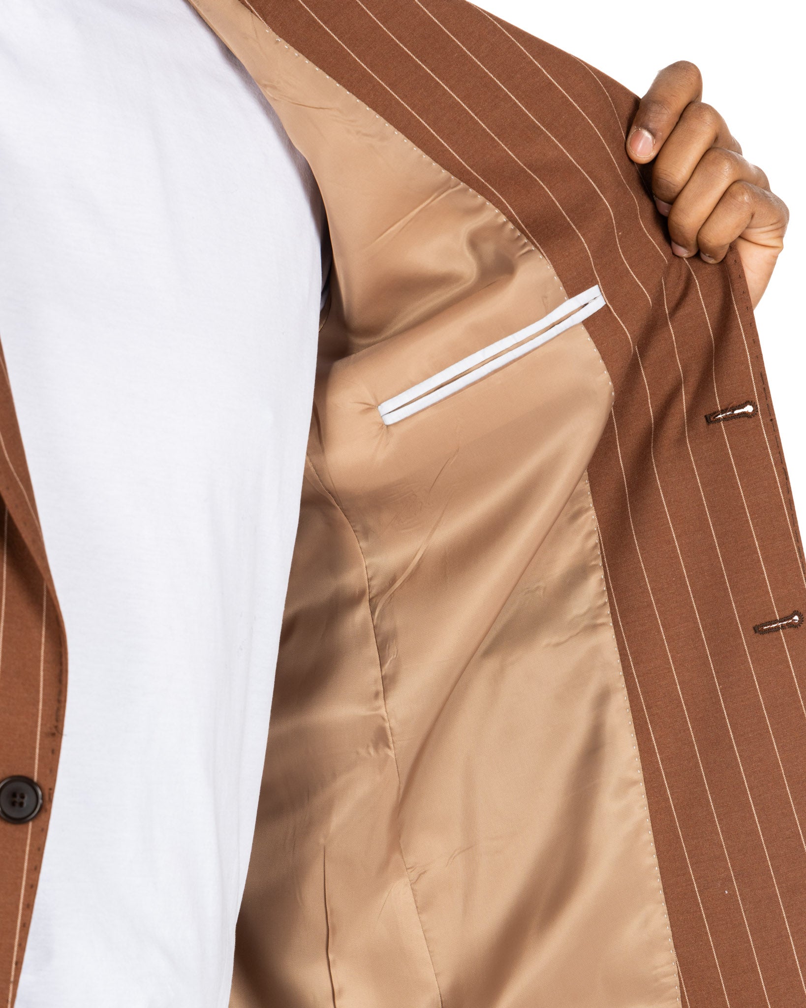 Lille - single-breasted brown pinstriped suit