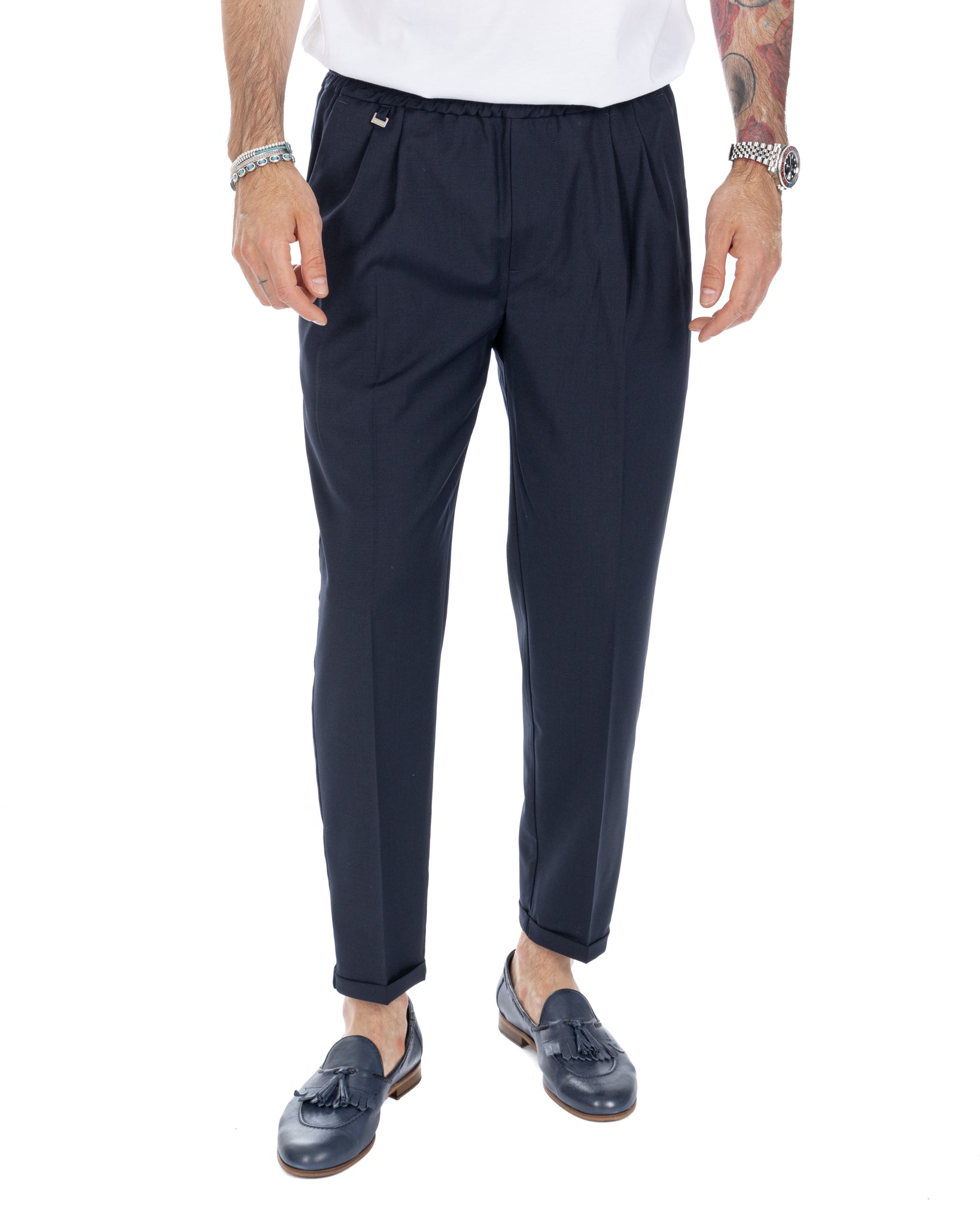 Larry - blue wool blend trousers