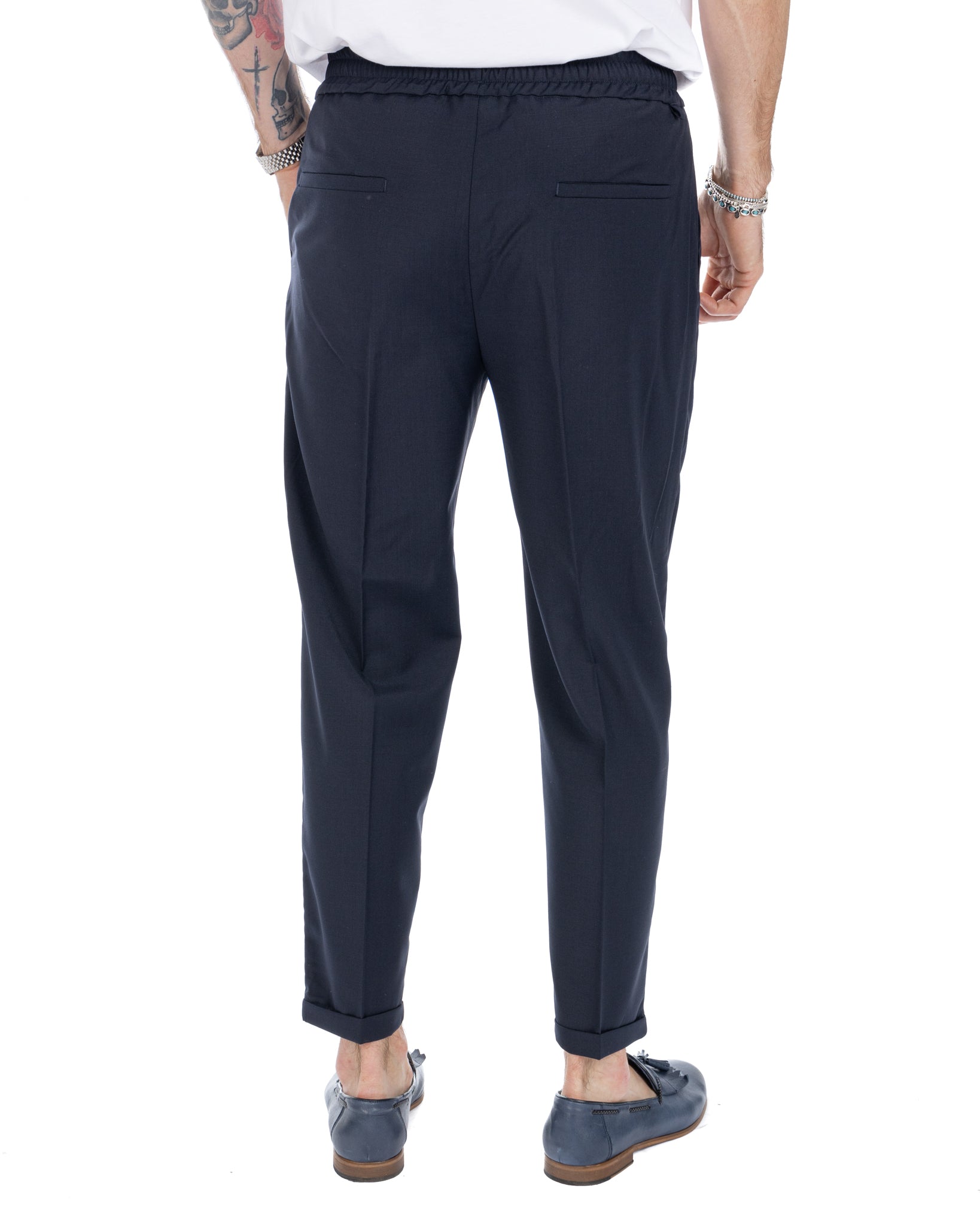 Larry - blue wool blend trousers