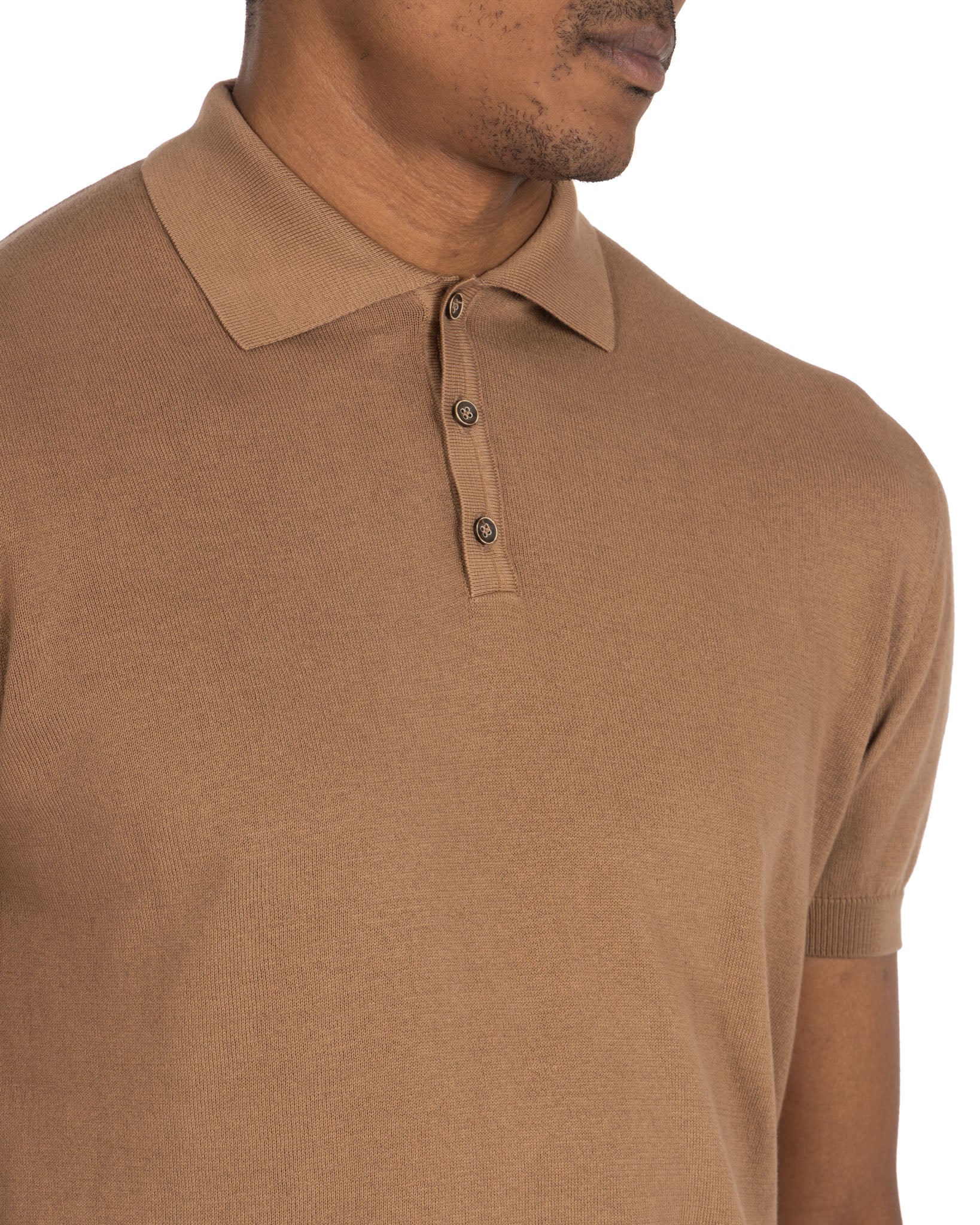 Roger - polo en maille camel