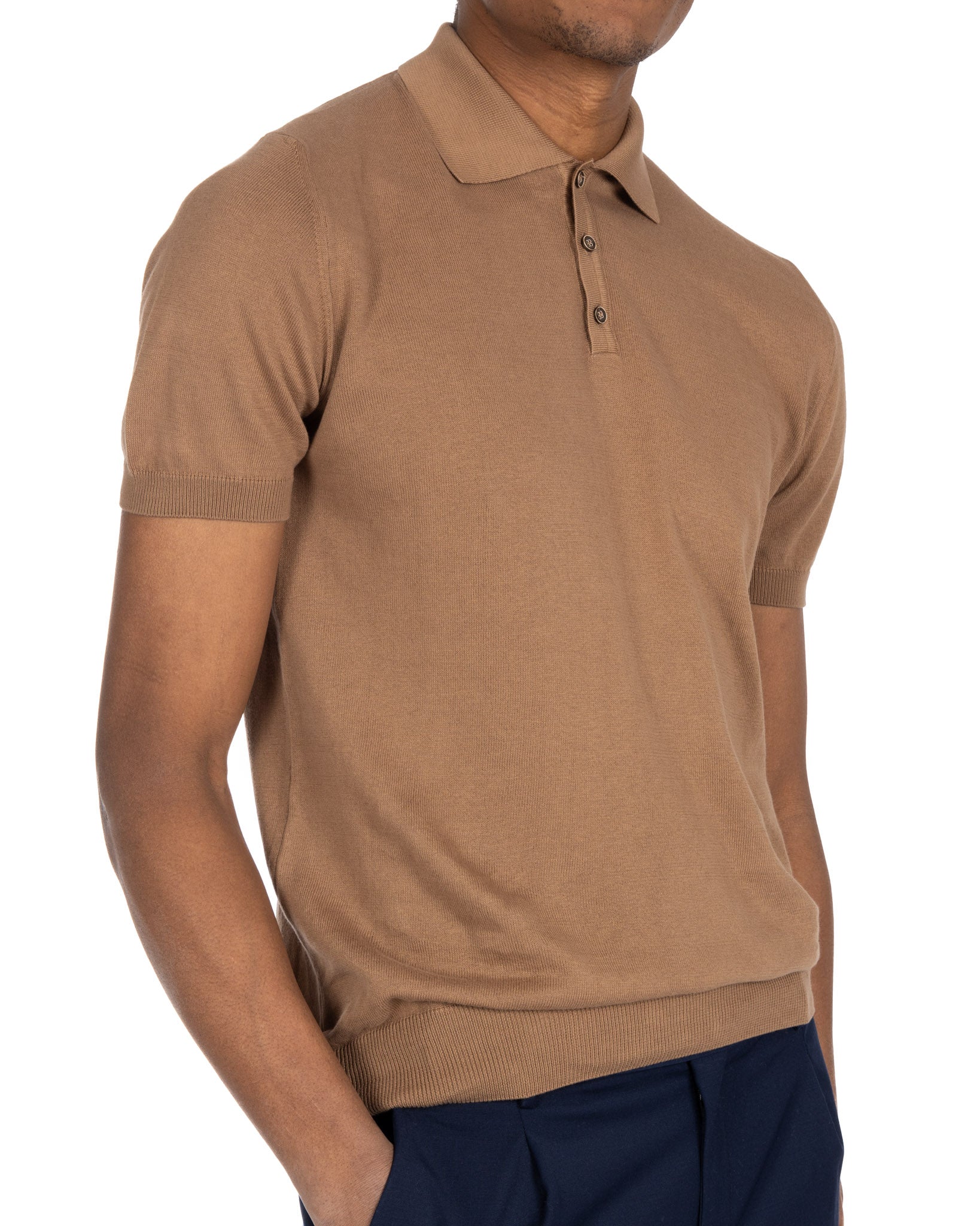 Roger - polo cammello in maglia