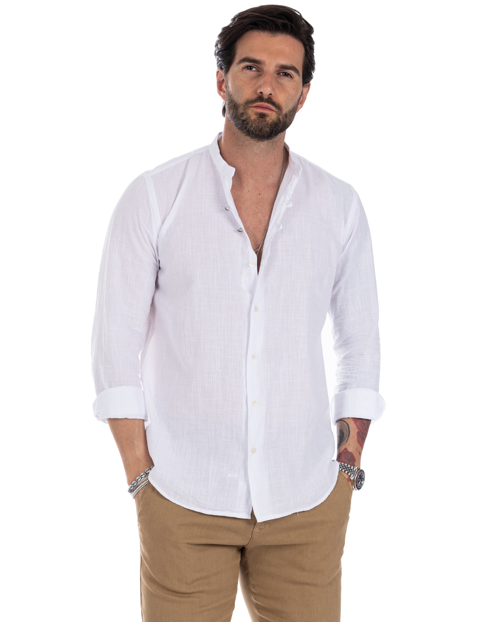 Hyeres  - camicia coreana bianca in cotone