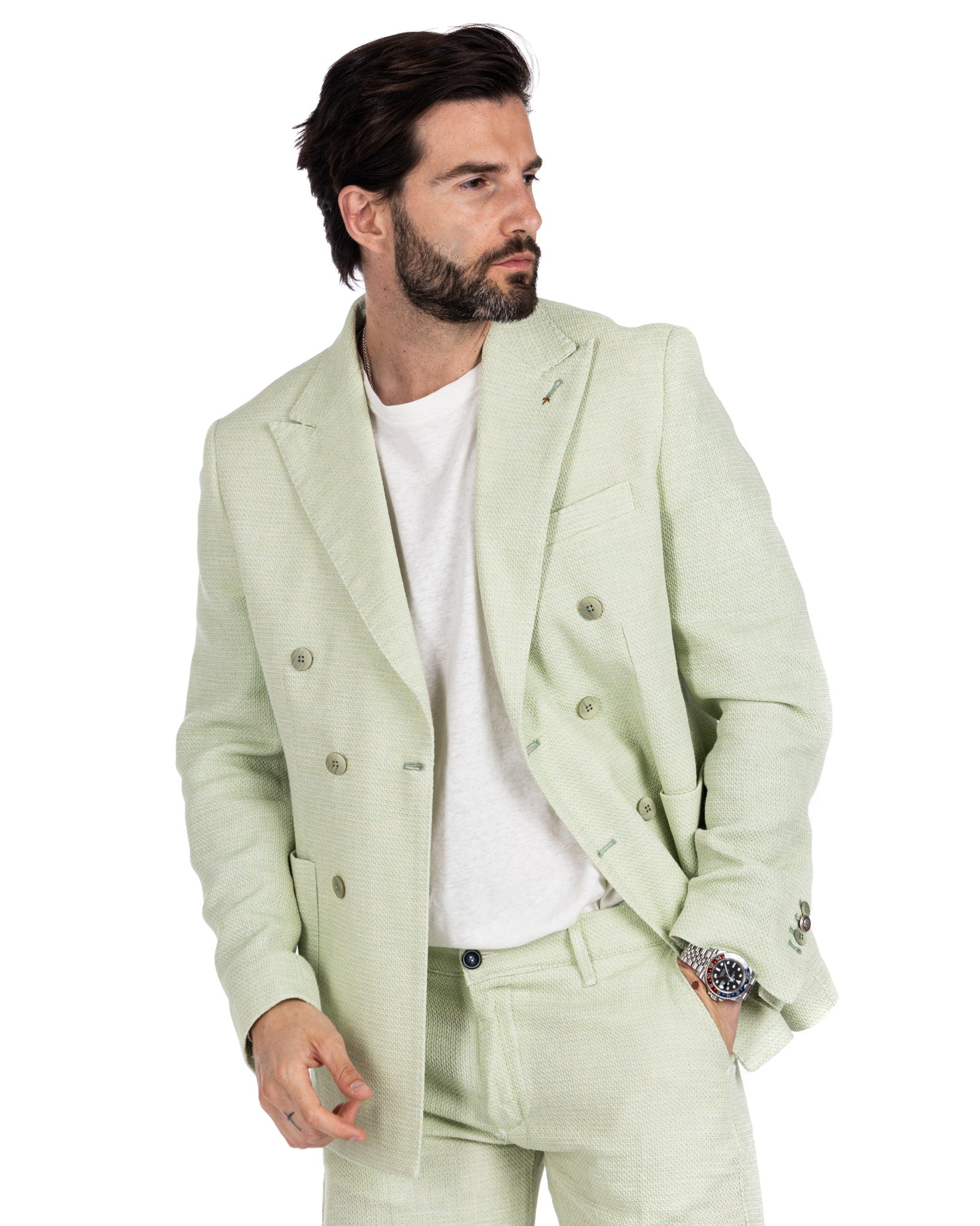 Leuca - green double-breasted jacket