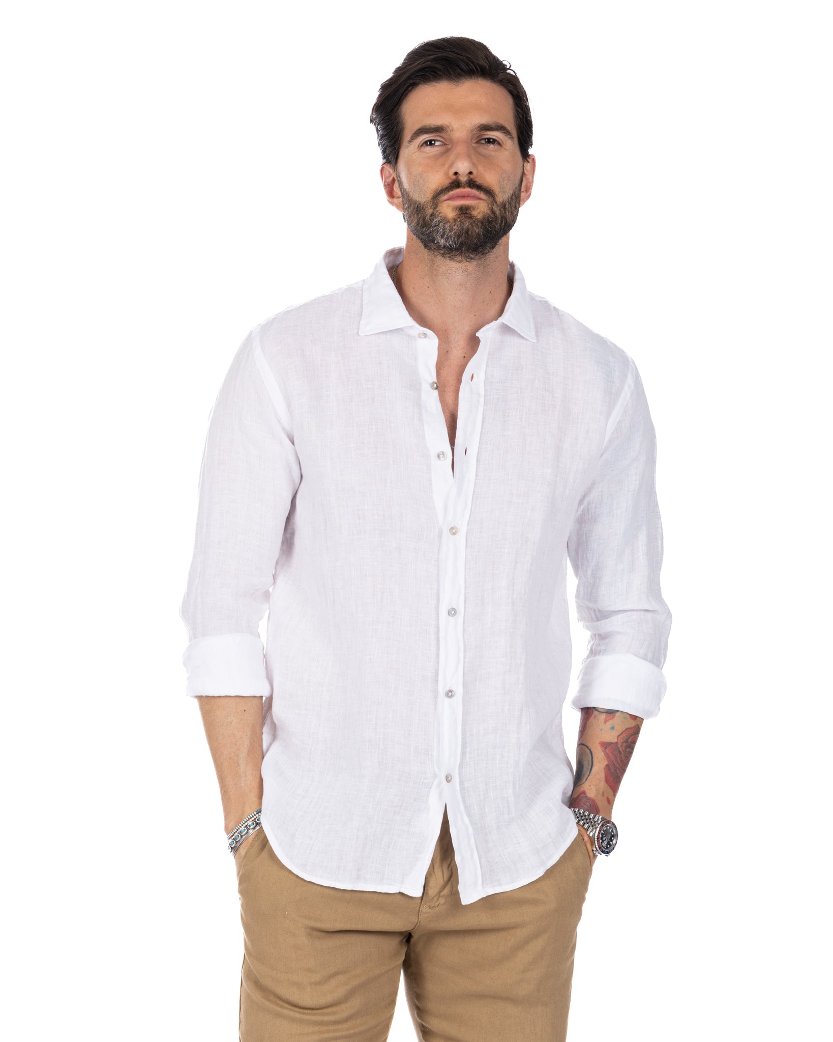 Montecarlo - chemise en pur lin blanc