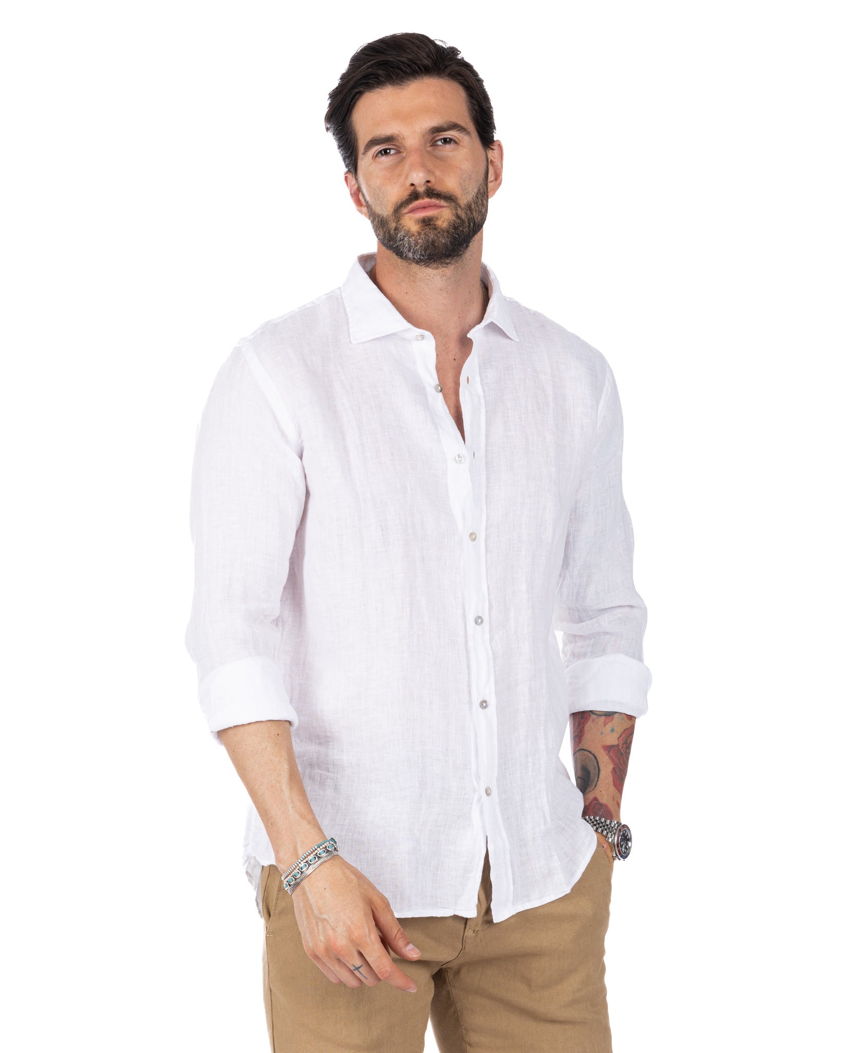 Montecarlo - chemise en pur lin blanc