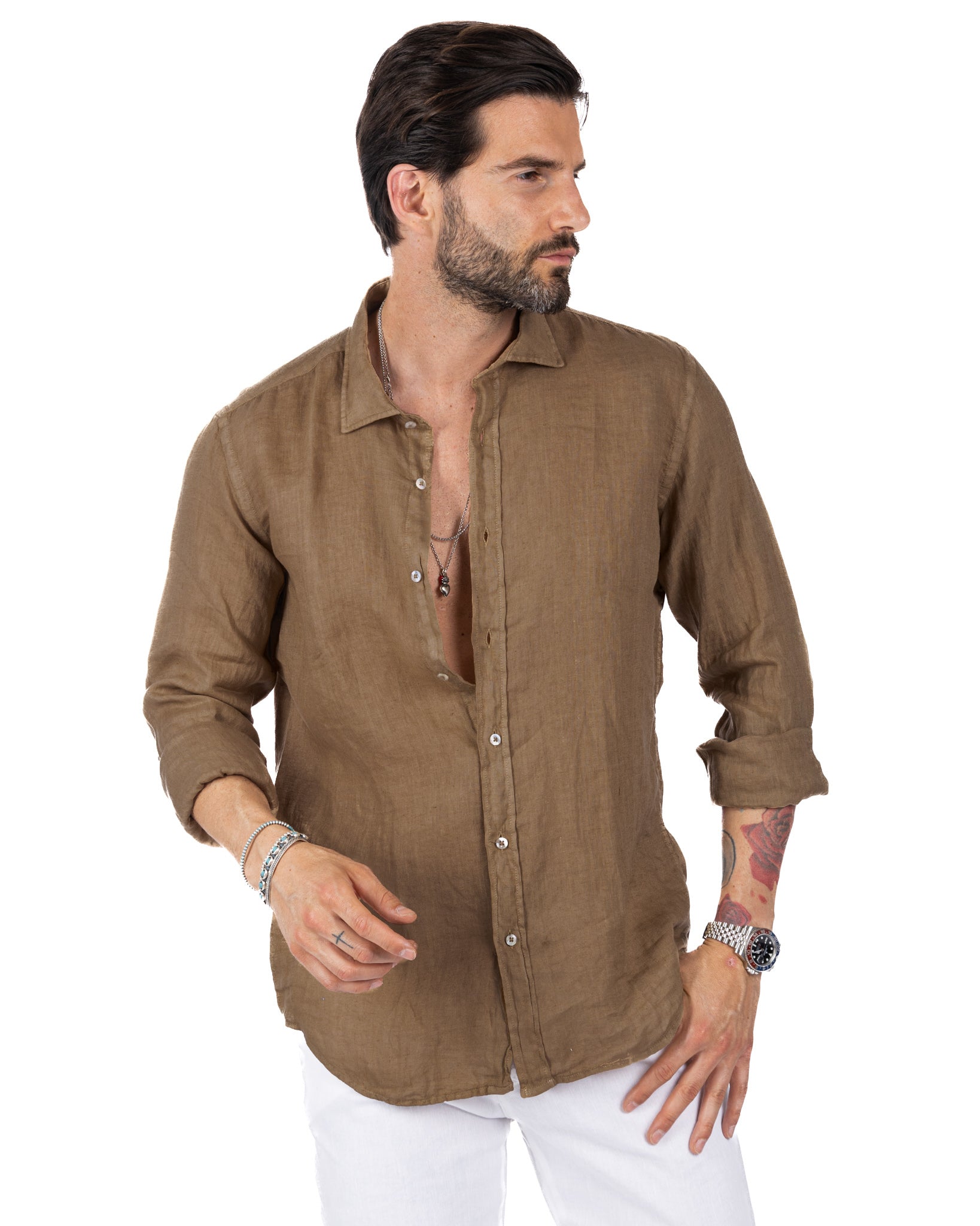 Montecarlo - camicia in puro lino cammello