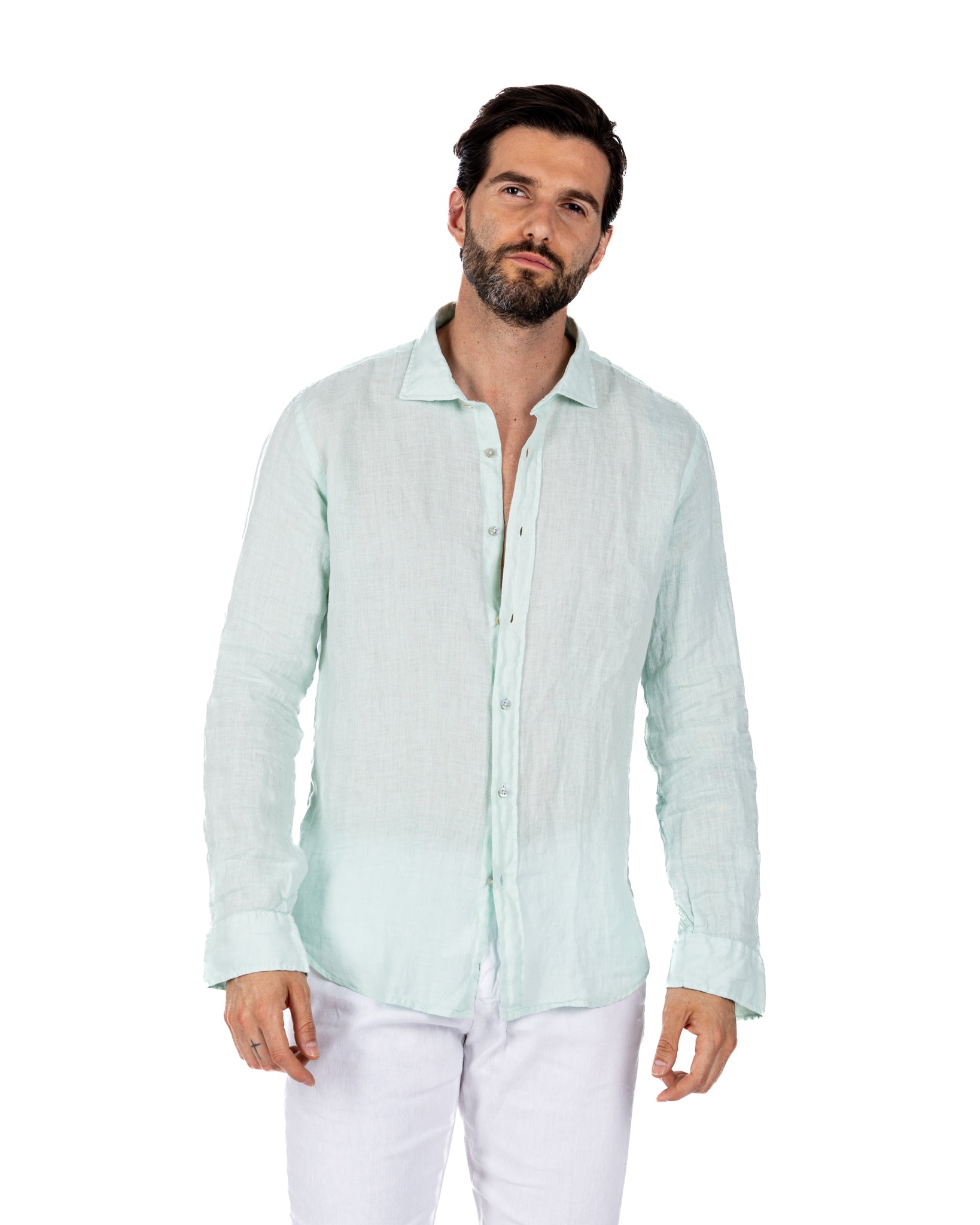 Montecarlo - chemise pur lin bleu sarcelle