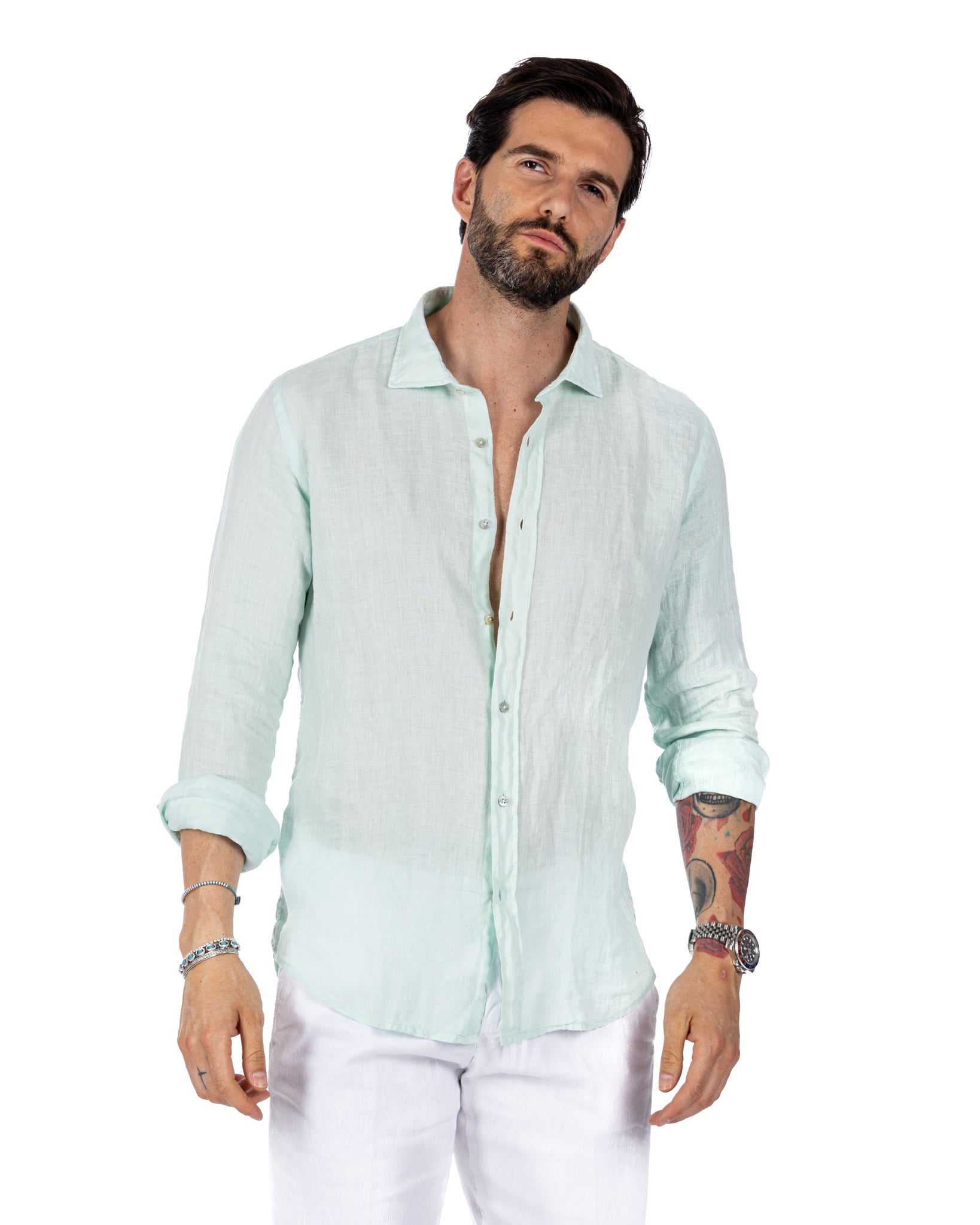 Montecarlo - teal pure linen shirt