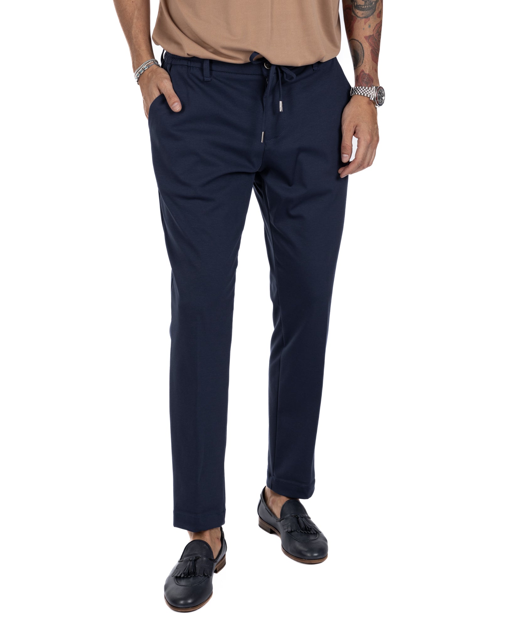 Shelby - pantalon en coton bleu