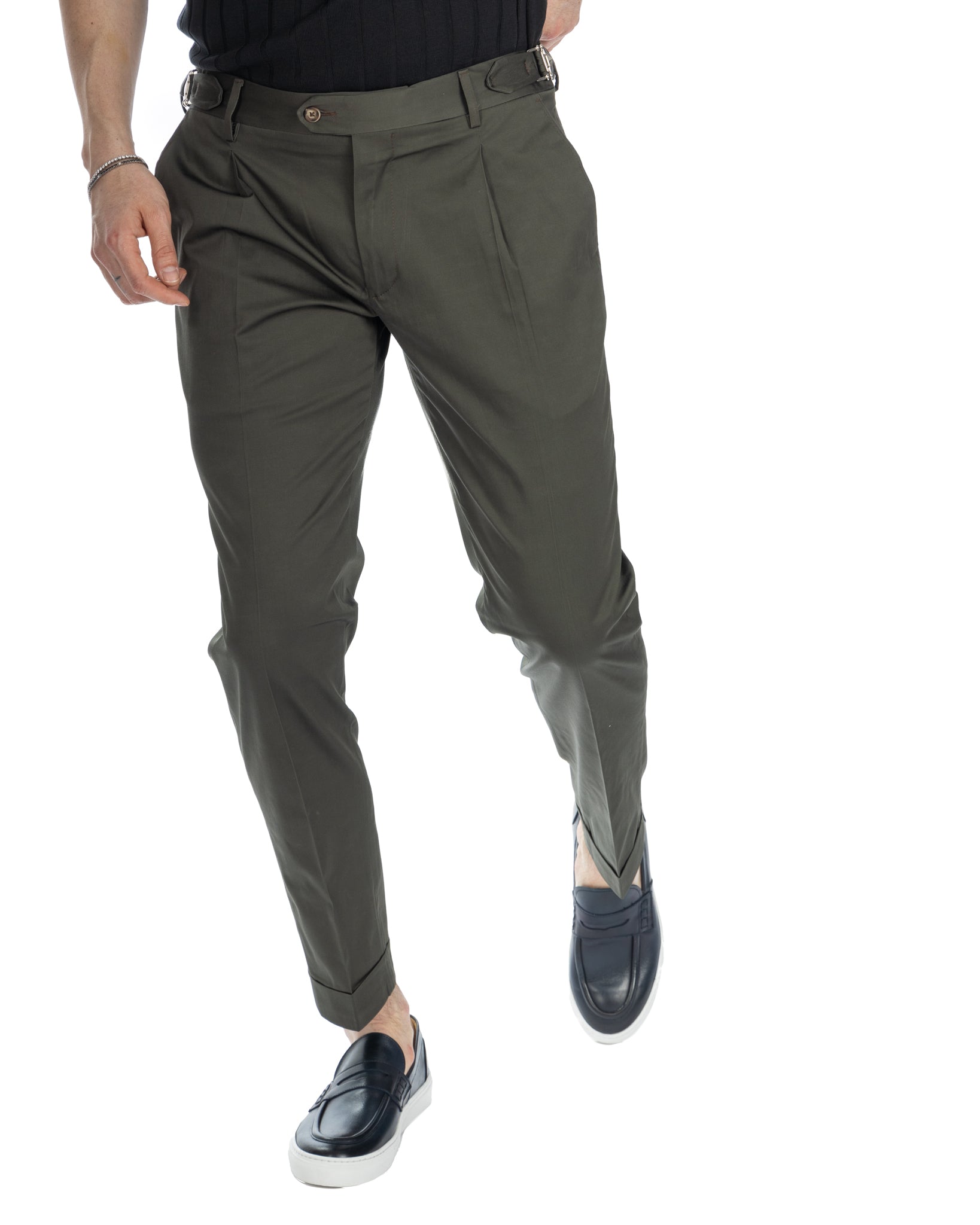 James - high waisted military trousers with buckles