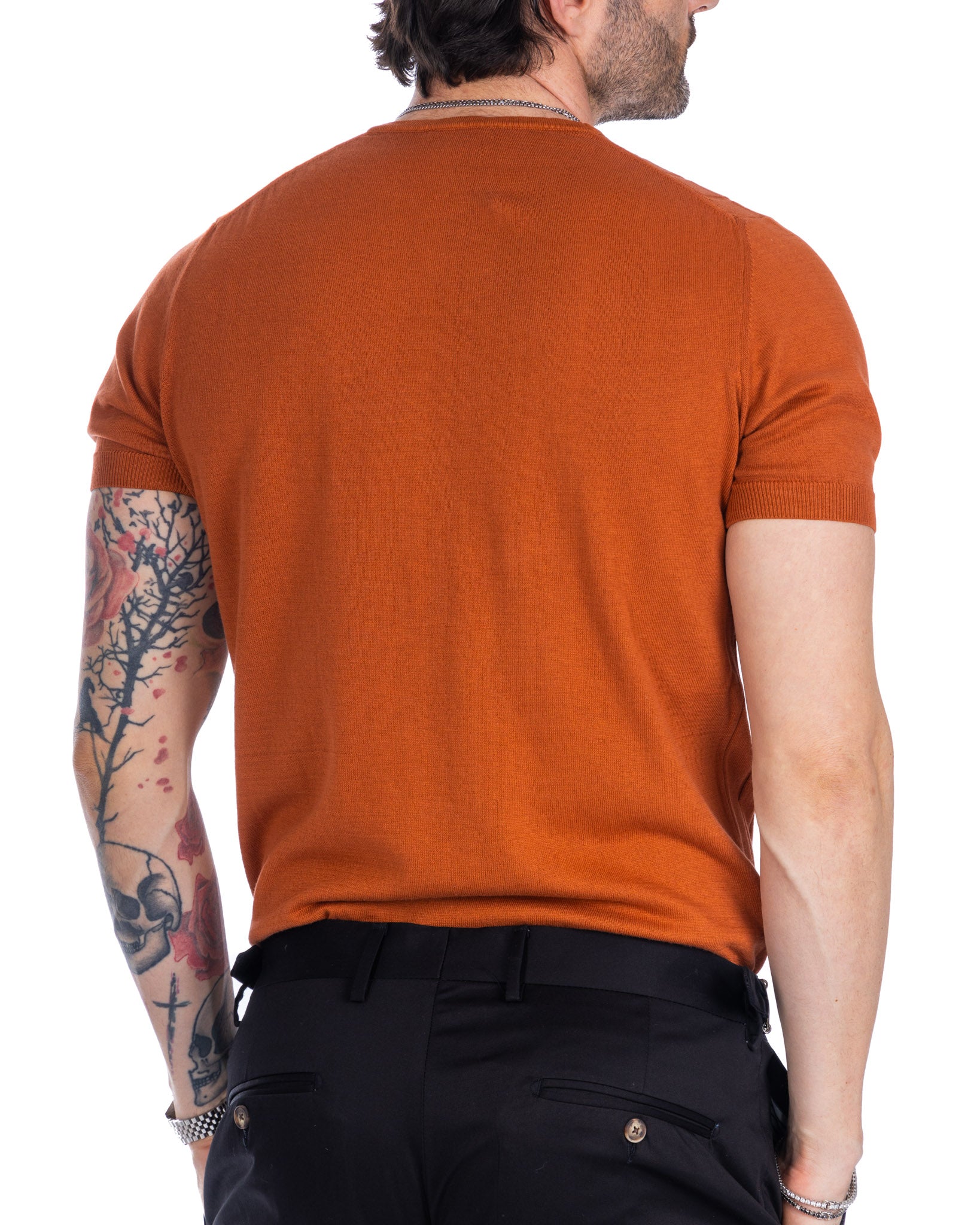 Andreas - rust ribbed knit t-shirt