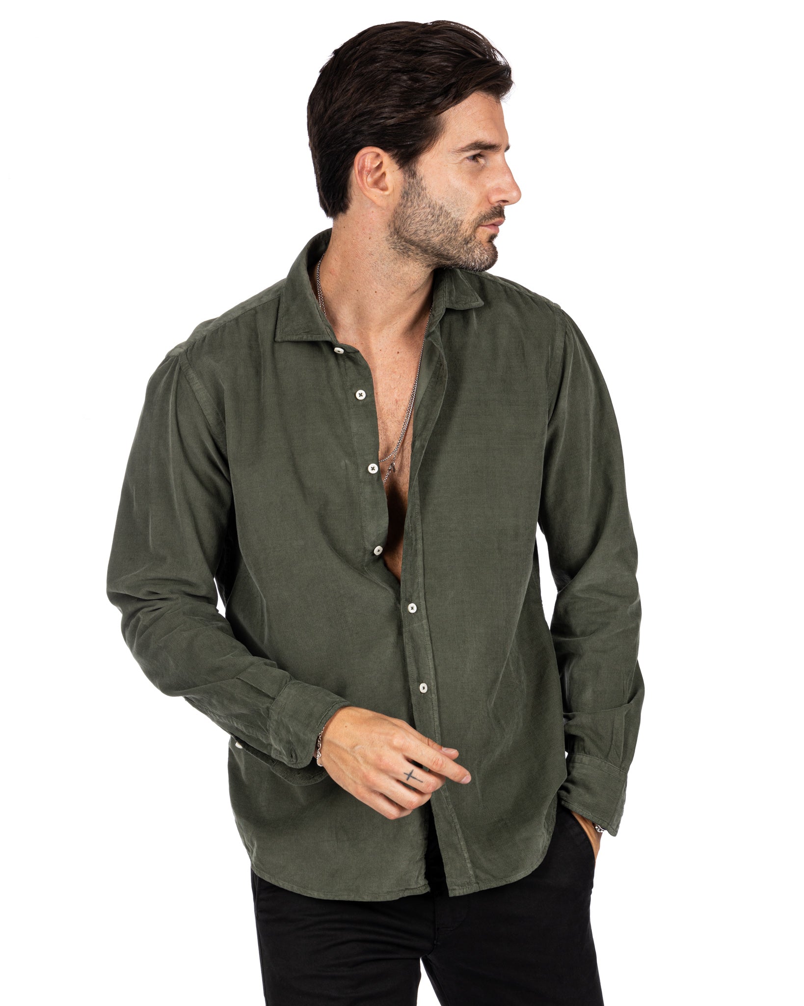 Vega - camicia militare in velluto mille righe