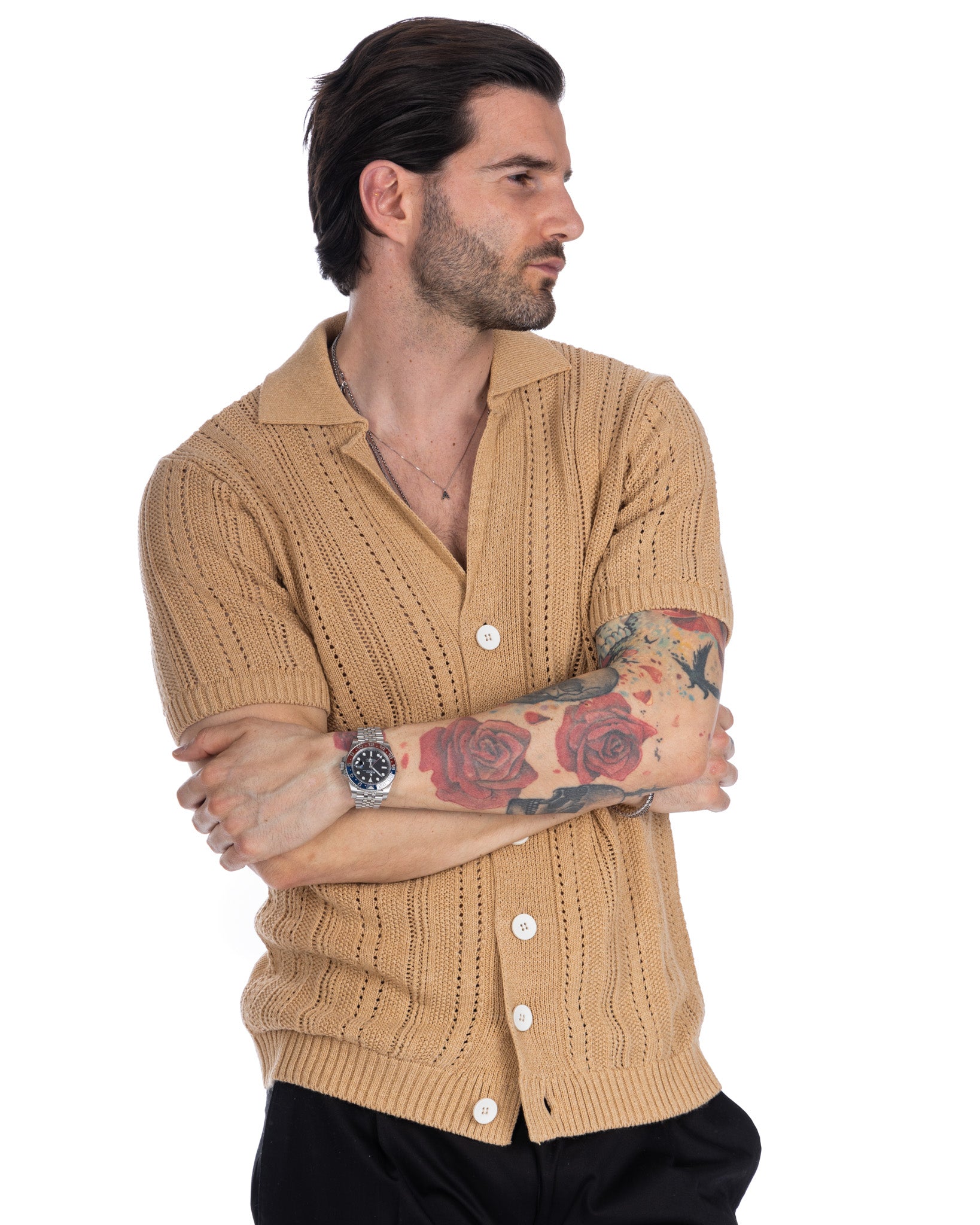 Novak - camicia beige in jersey