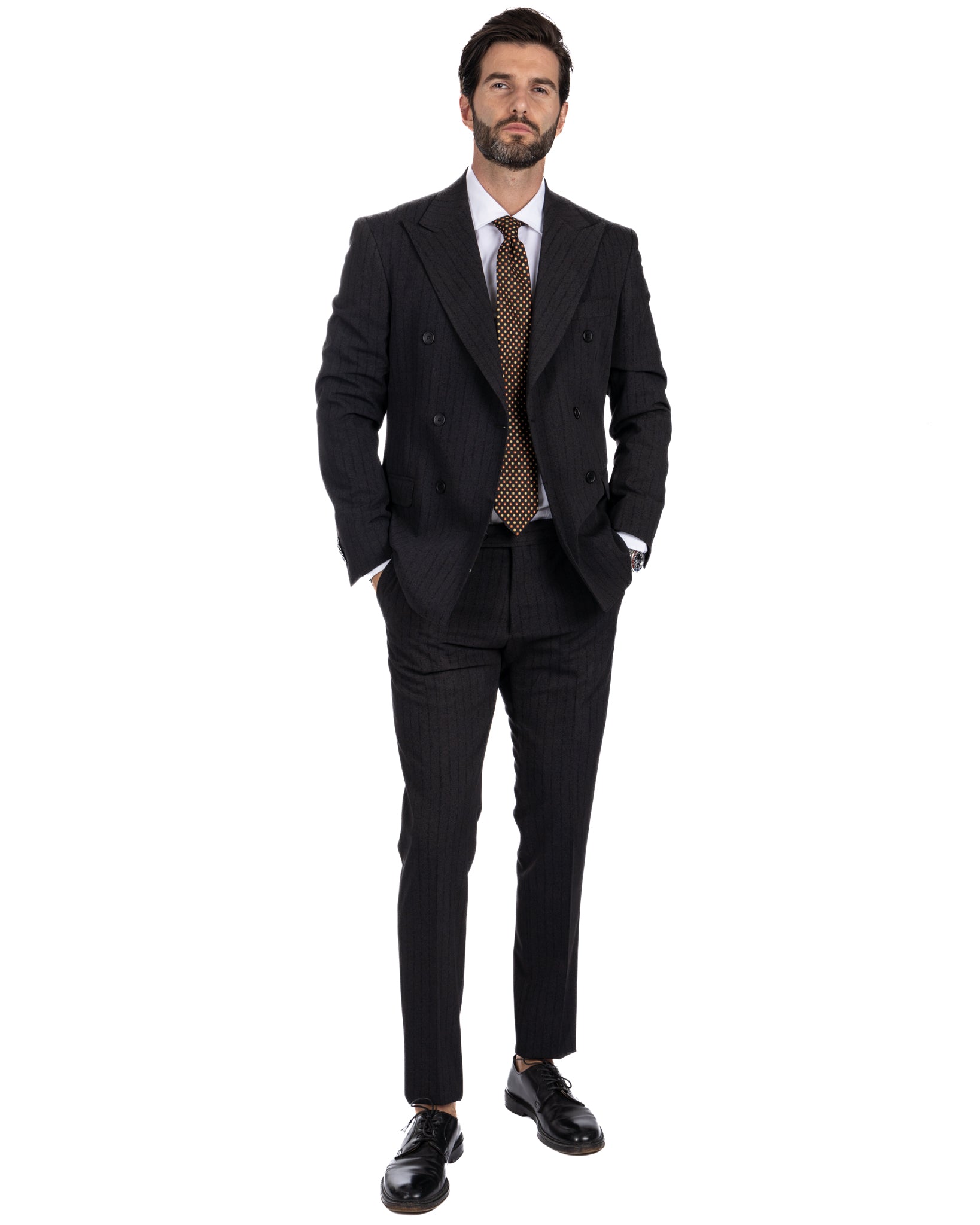 Enzo - anthracite double-breasted pinstripe suit