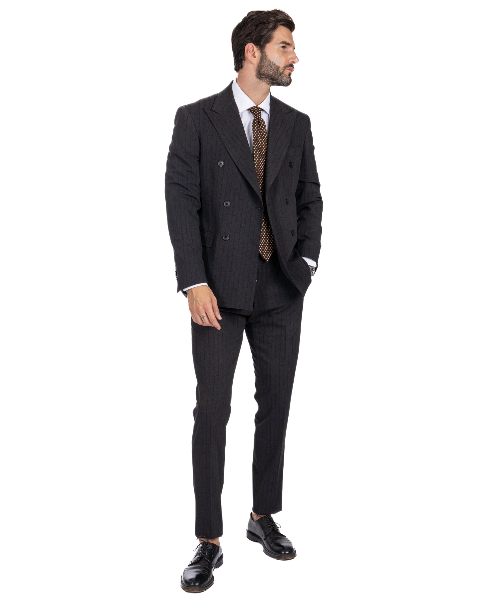 Enzo - anthracite double-breasted pinstripe suit