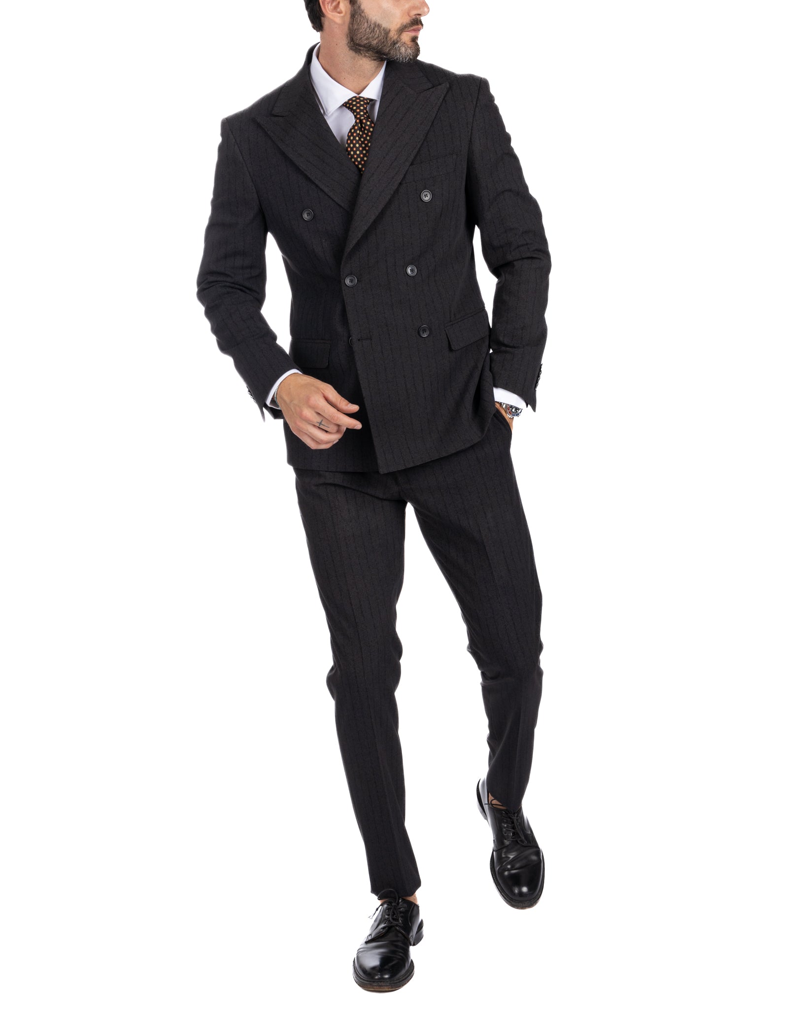 Enzo - anthracite double-breasted pinstripe suit