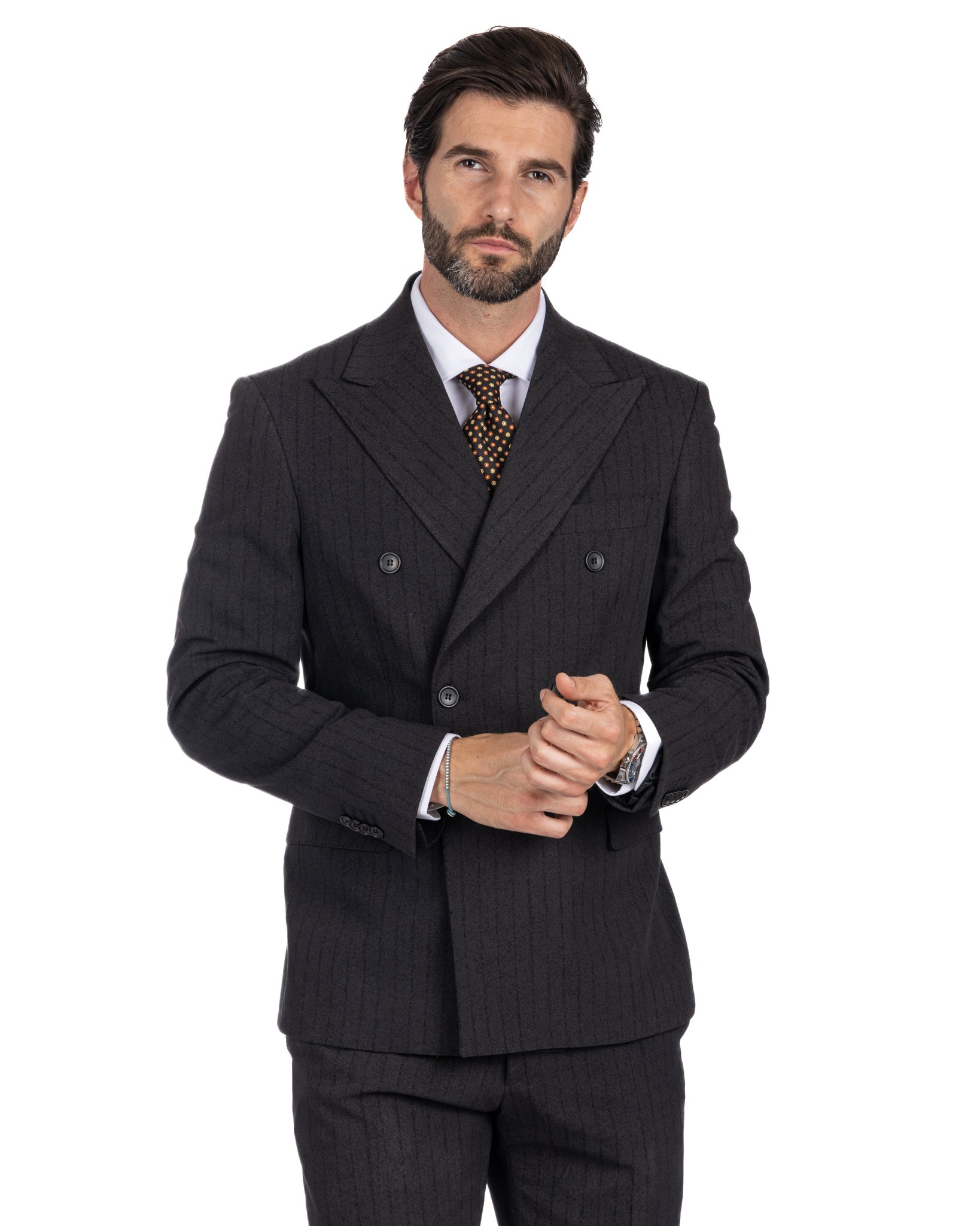 Enzo - anthracite double-breasted pinstripe suit