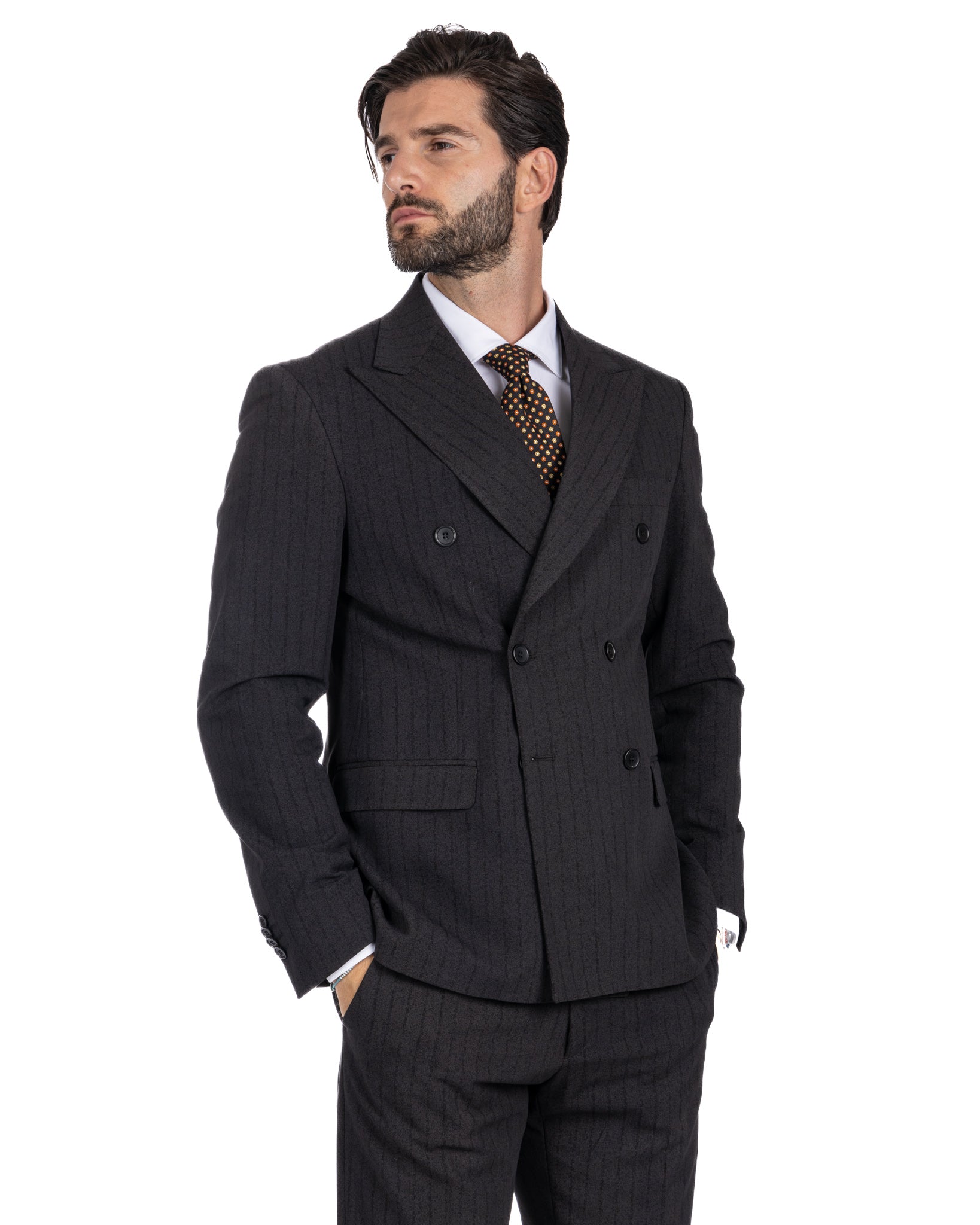 Enzo - anthracite double-breasted pinstripe suit