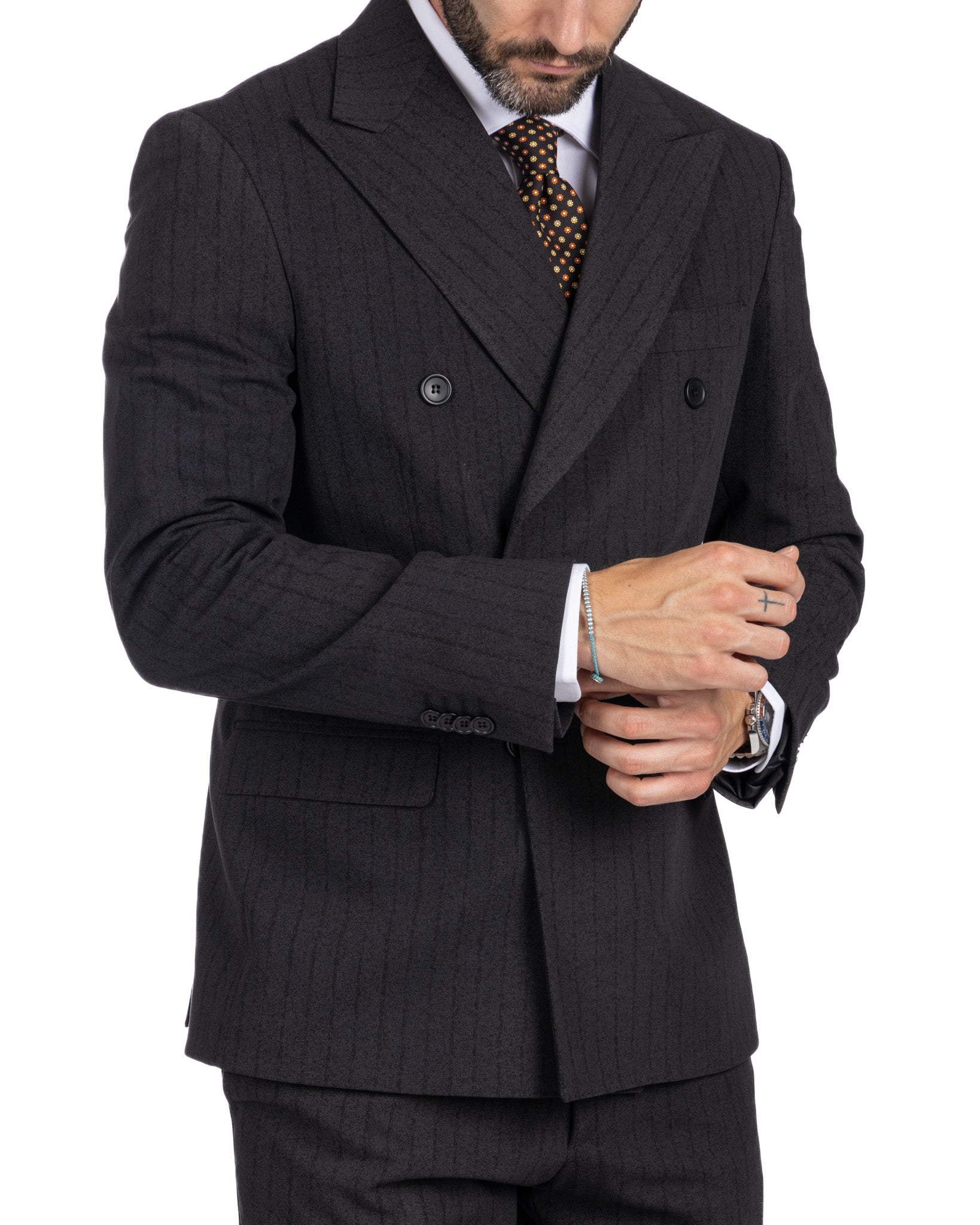 Enzo - anthracite double-breasted pinstripe suit