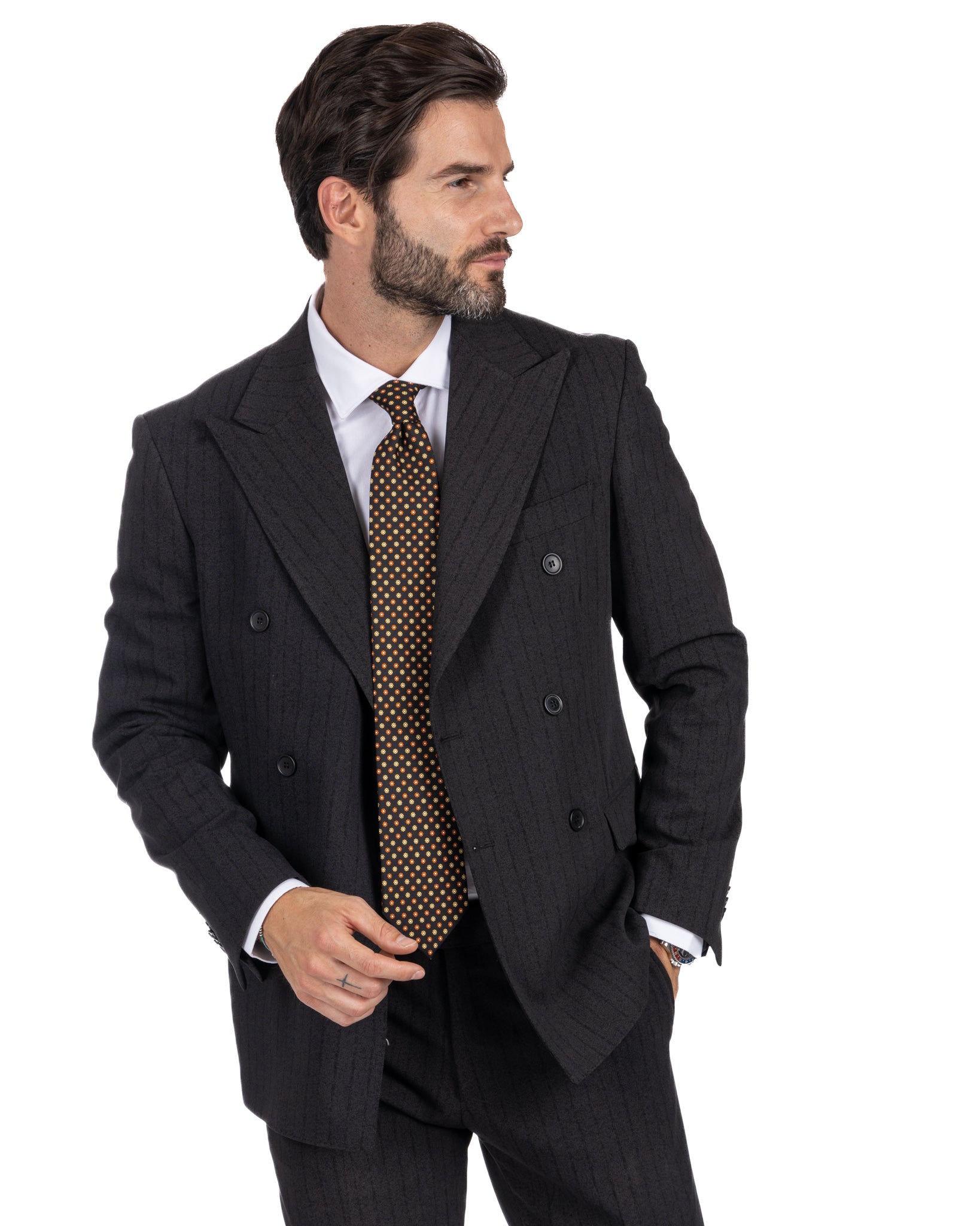 Enzo - anthracite double-breasted pinstripe suit