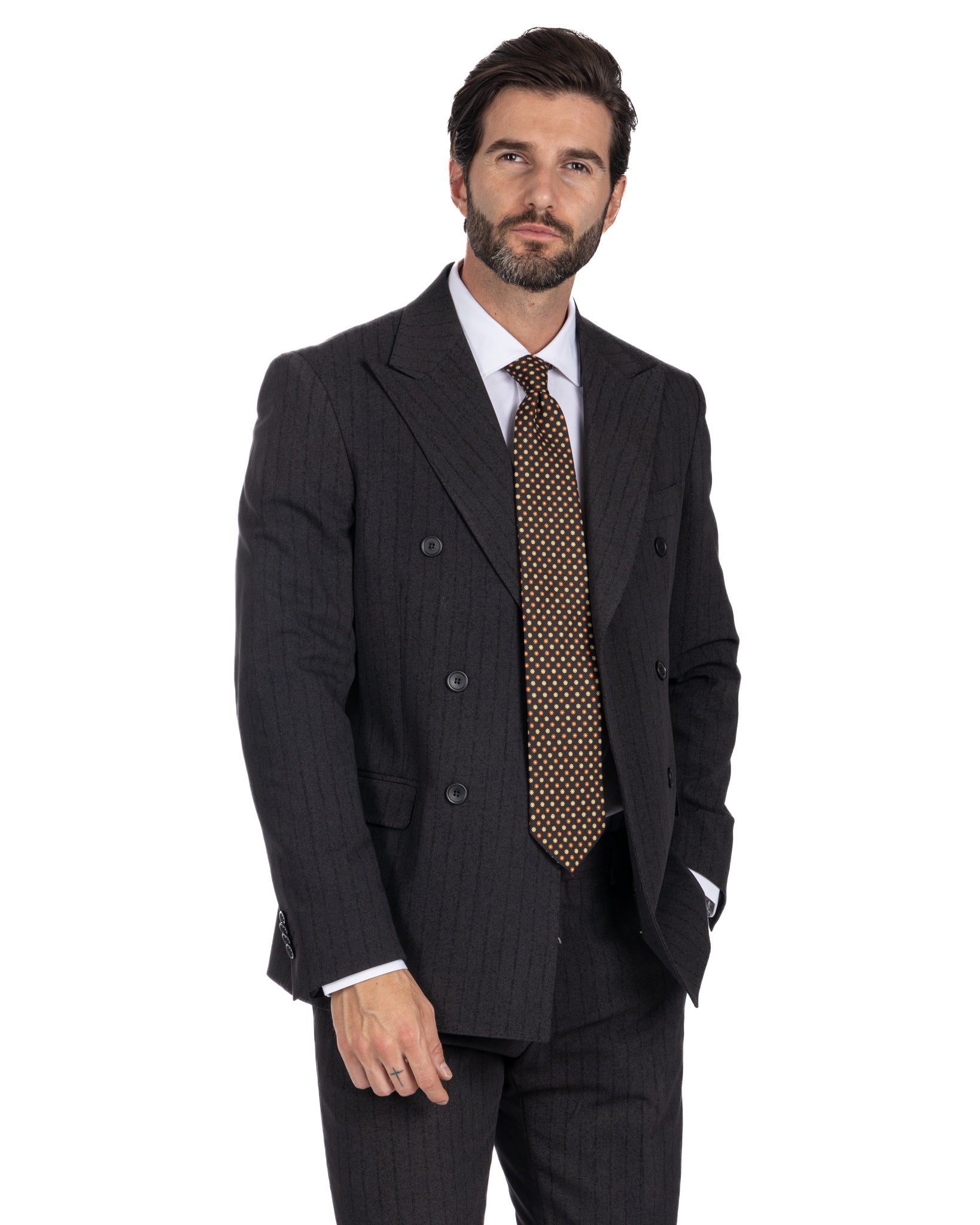 Enzo - anthracite double-breasted pinstripe suit