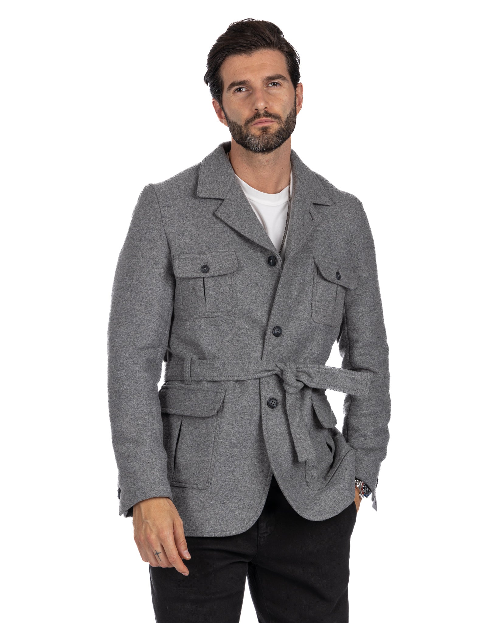 Levante - gray wool safari jacket