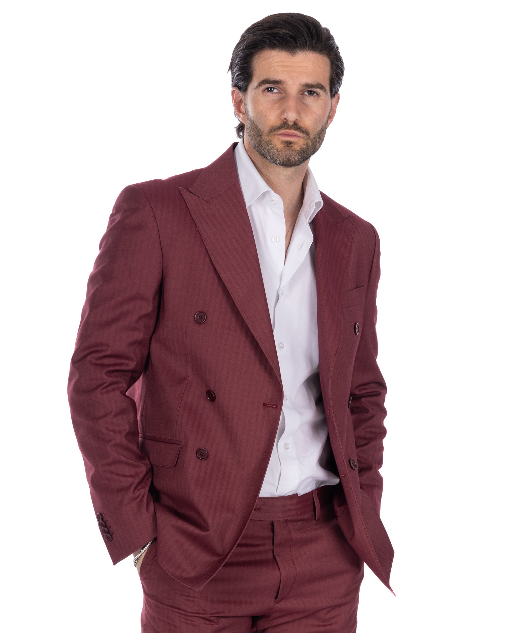 Marseille - burgundy solaro double-breasted suit