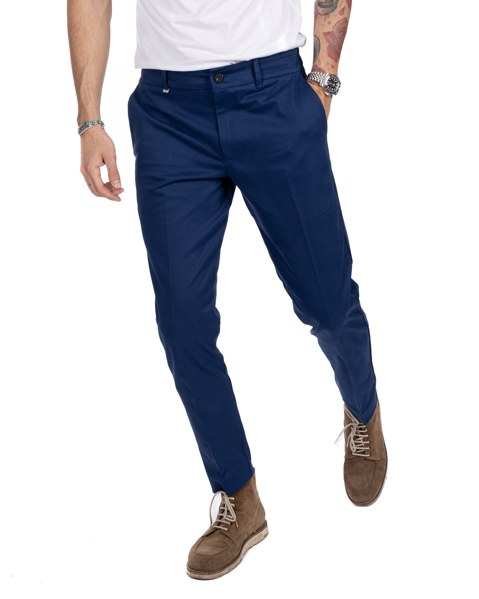 Elder - pantalone capri bluette in cotone