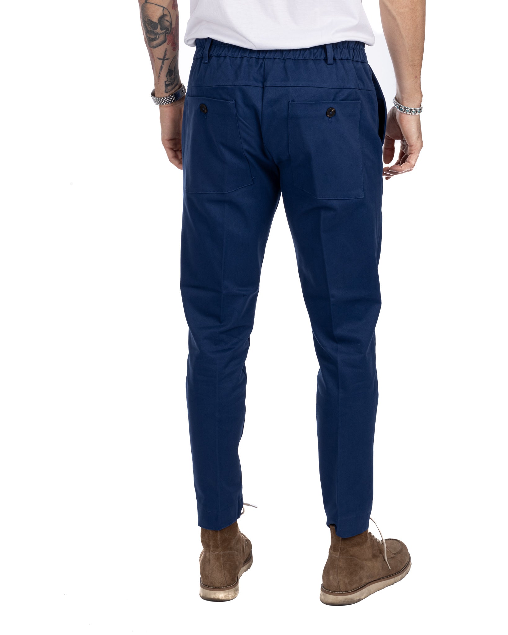 Elder - pantalon capri bleu en coton