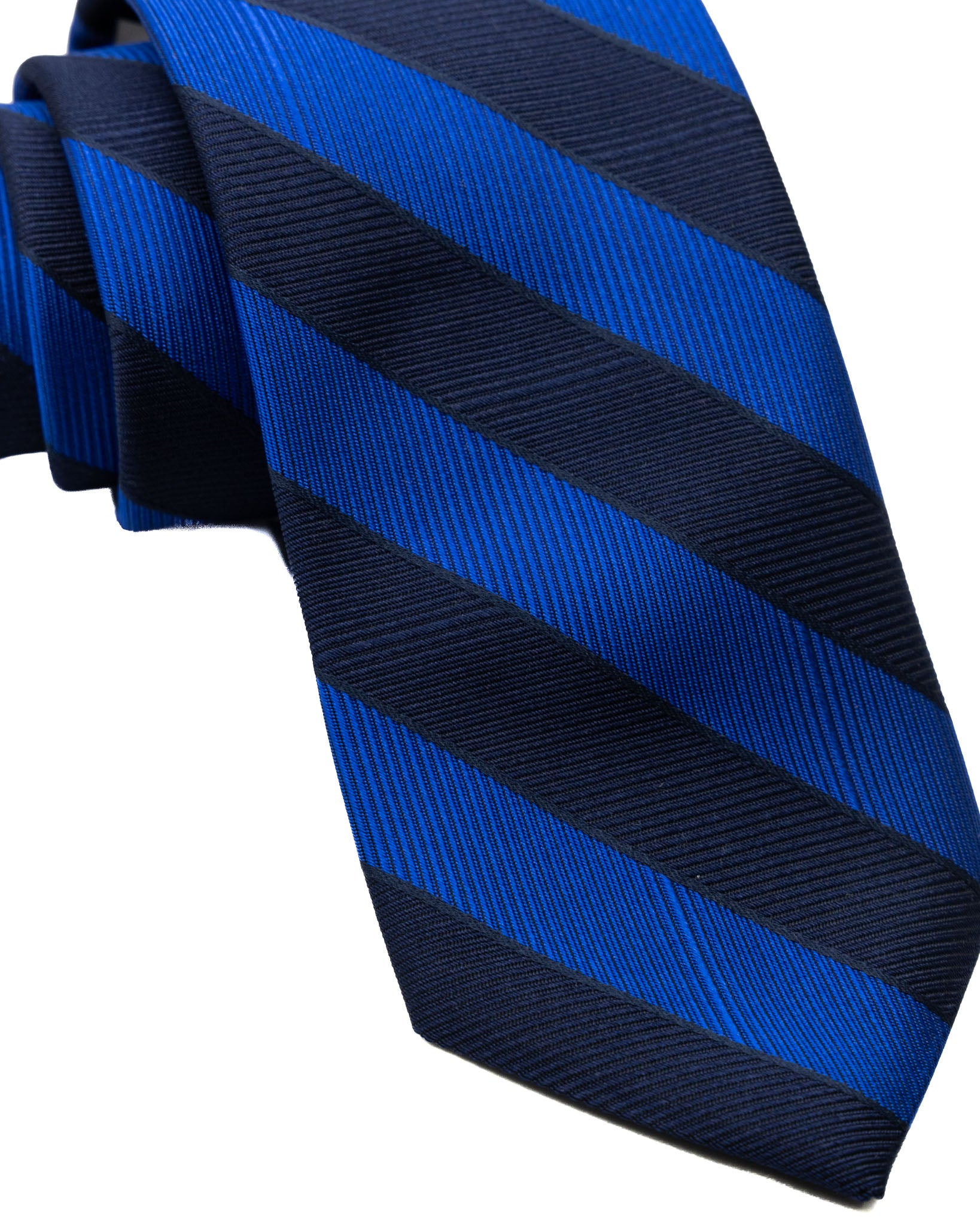Cravate - en soie à rayures bleues et royales