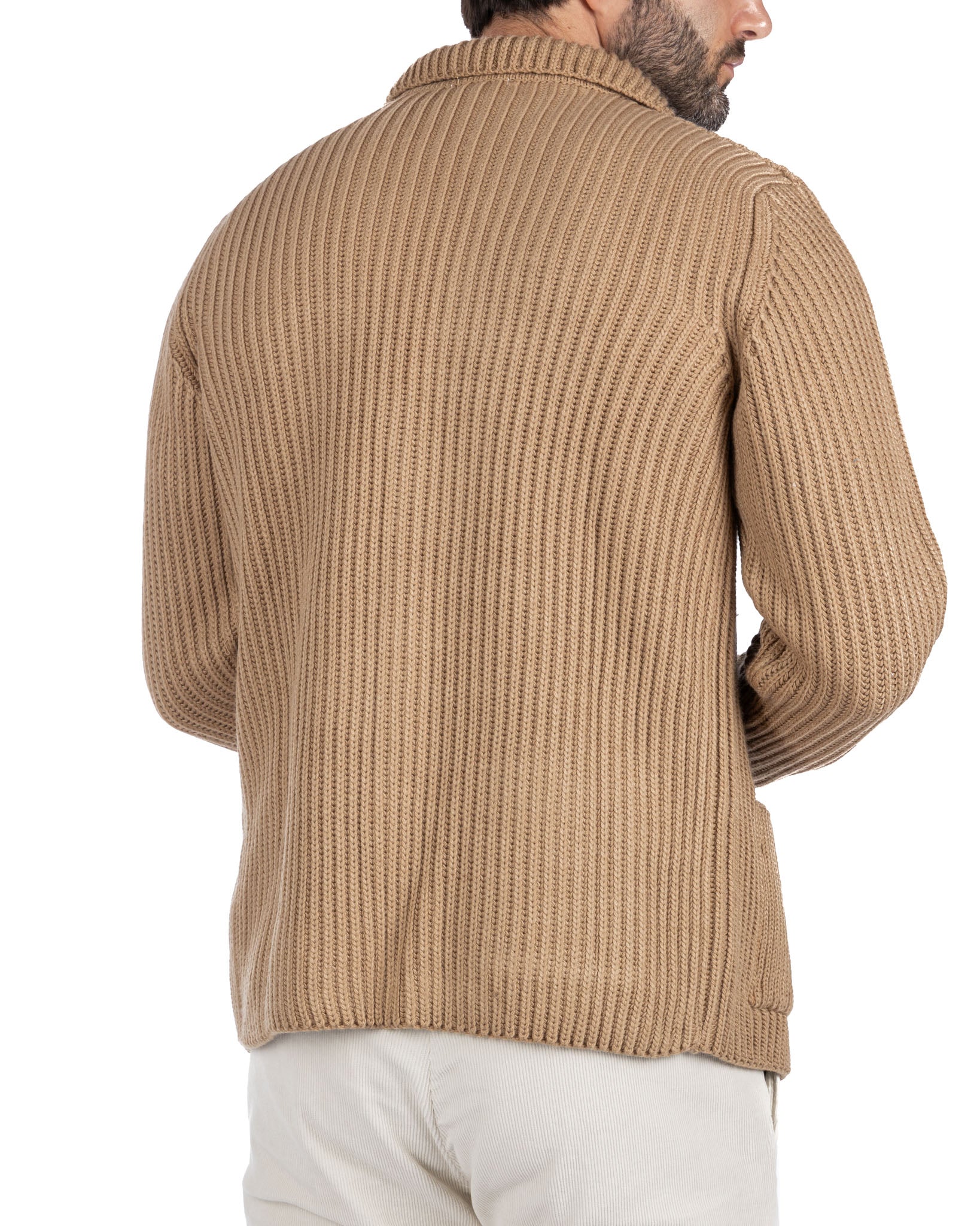 Richard - camel ribbed knit cardigan