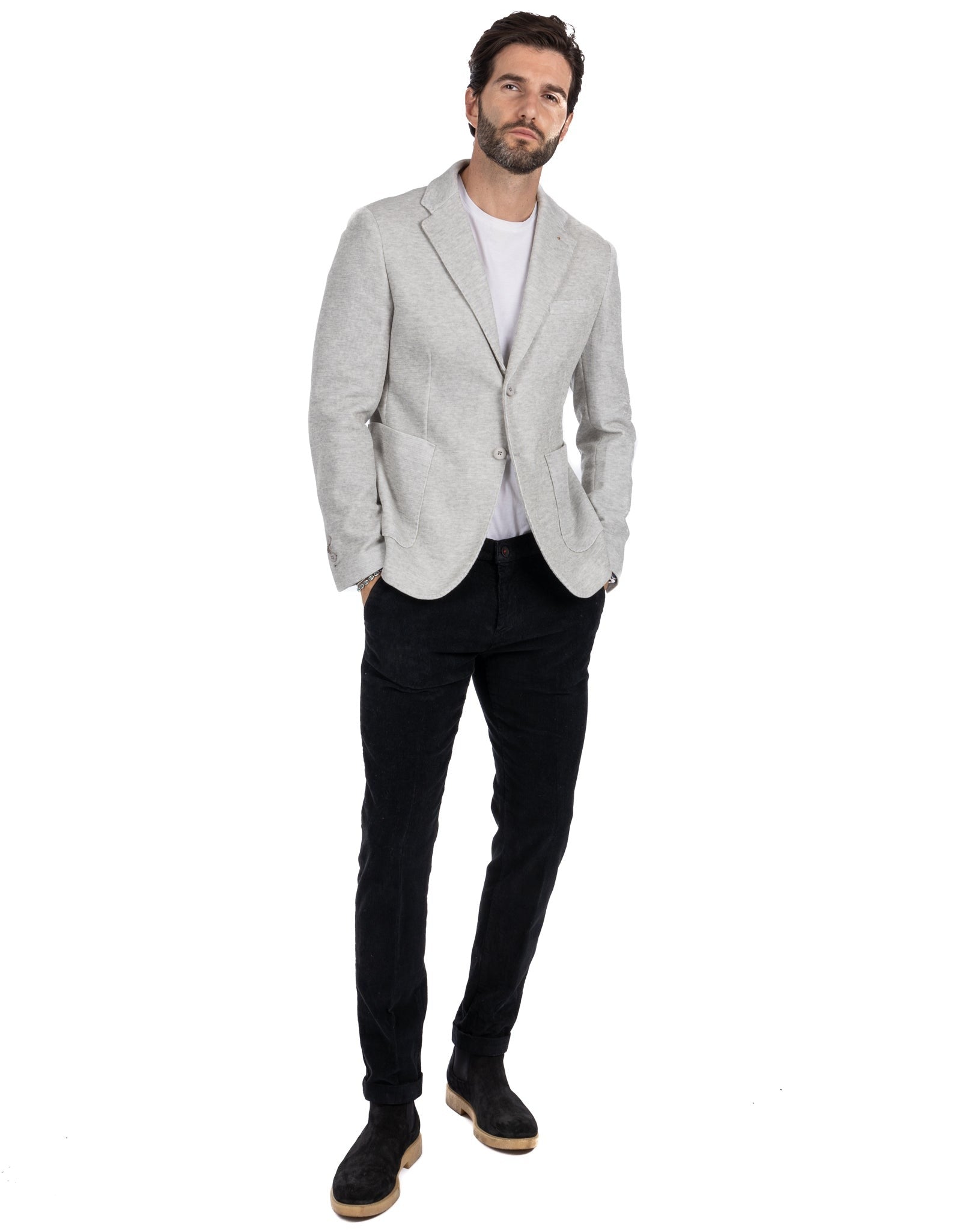 Adolfo - single-breasted gray jersey jacket