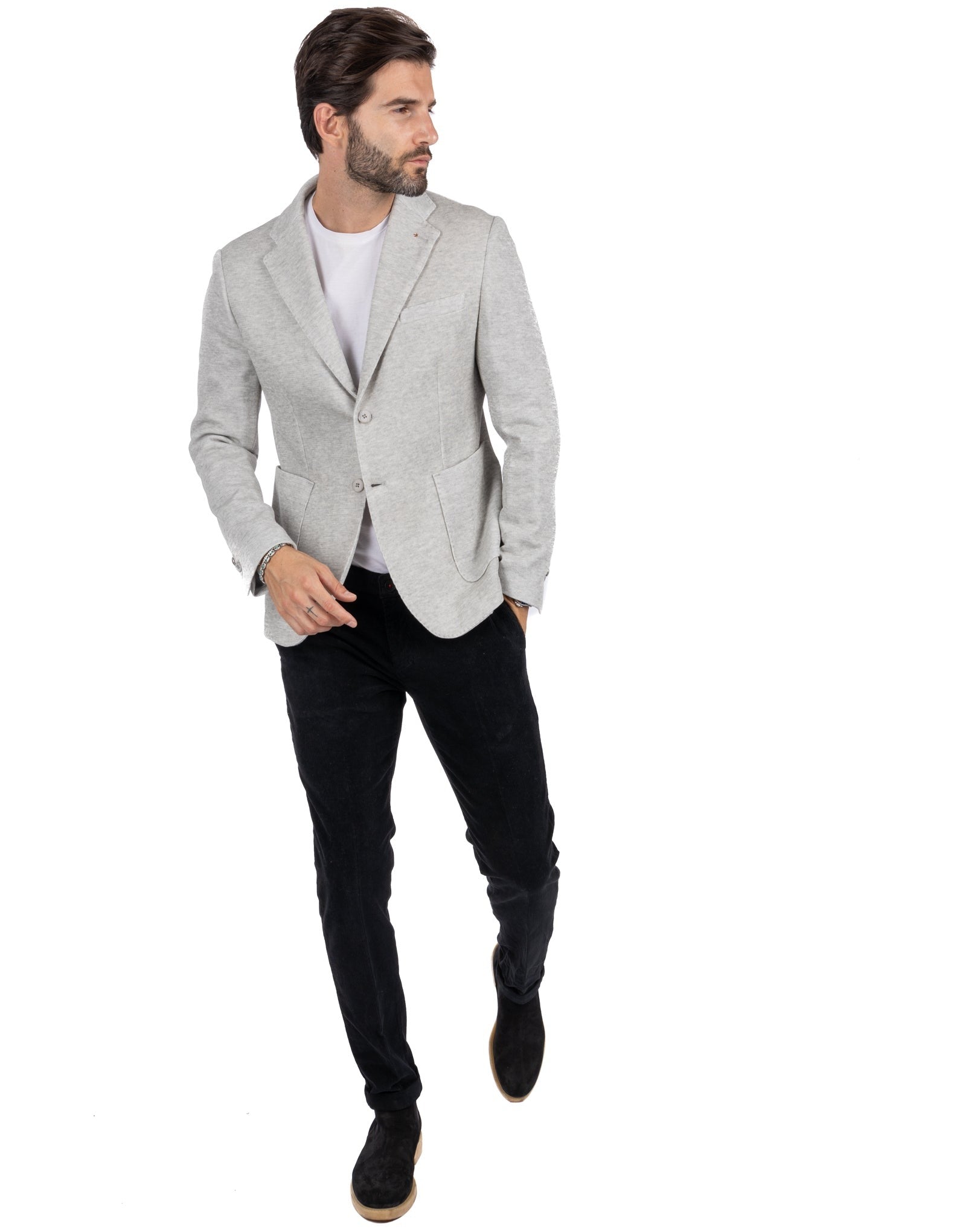 Adolfo - single-breasted gray jersey jacket