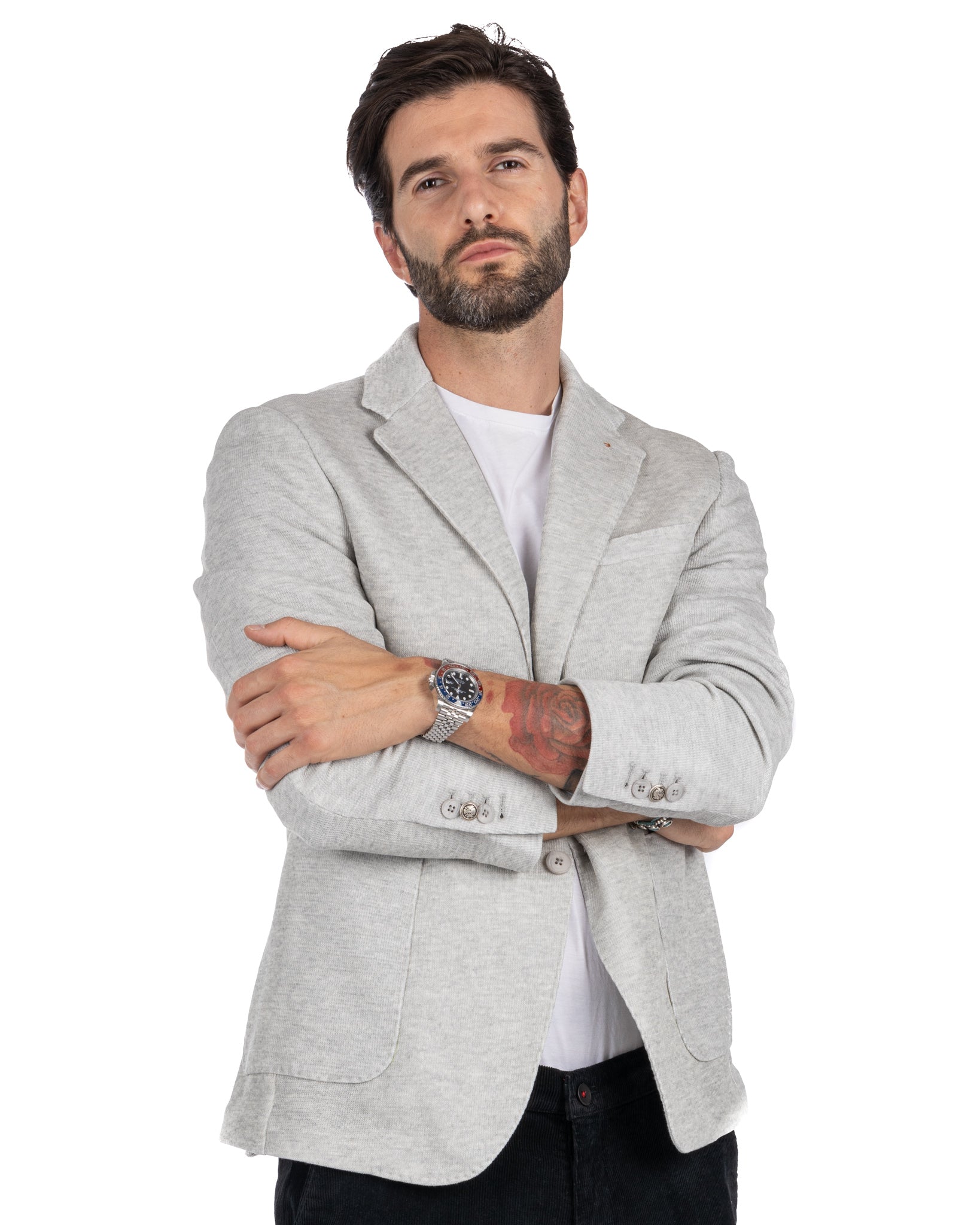 Adolfo - single-breasted gray jersey jacket