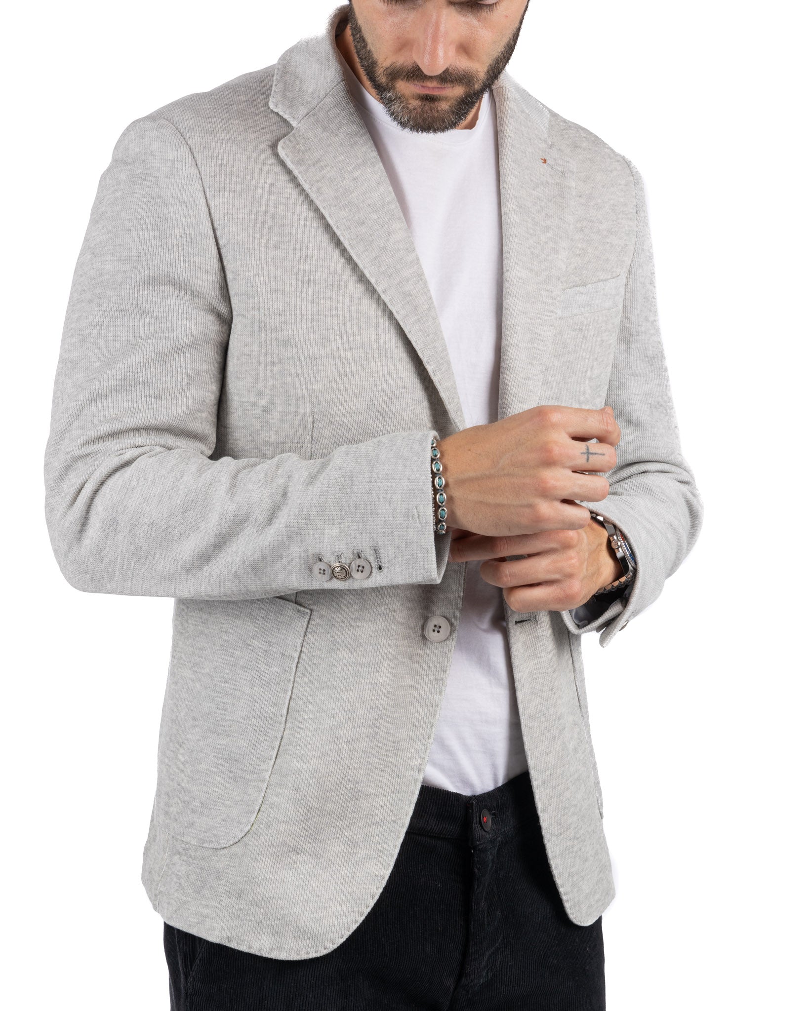 Adolfo - single-breasted gray jersey jacket