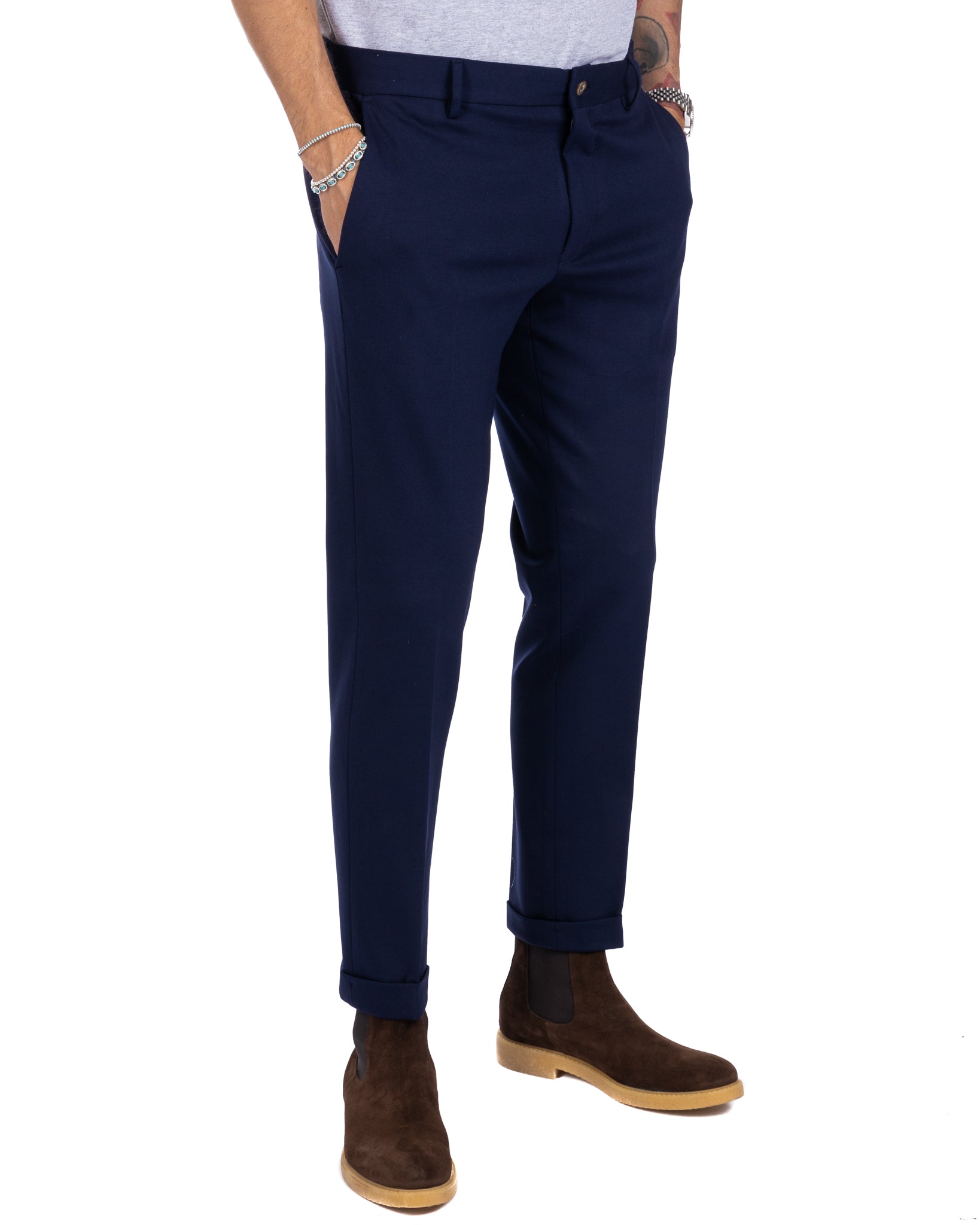 Mustang - pantalon point de Milan bleu