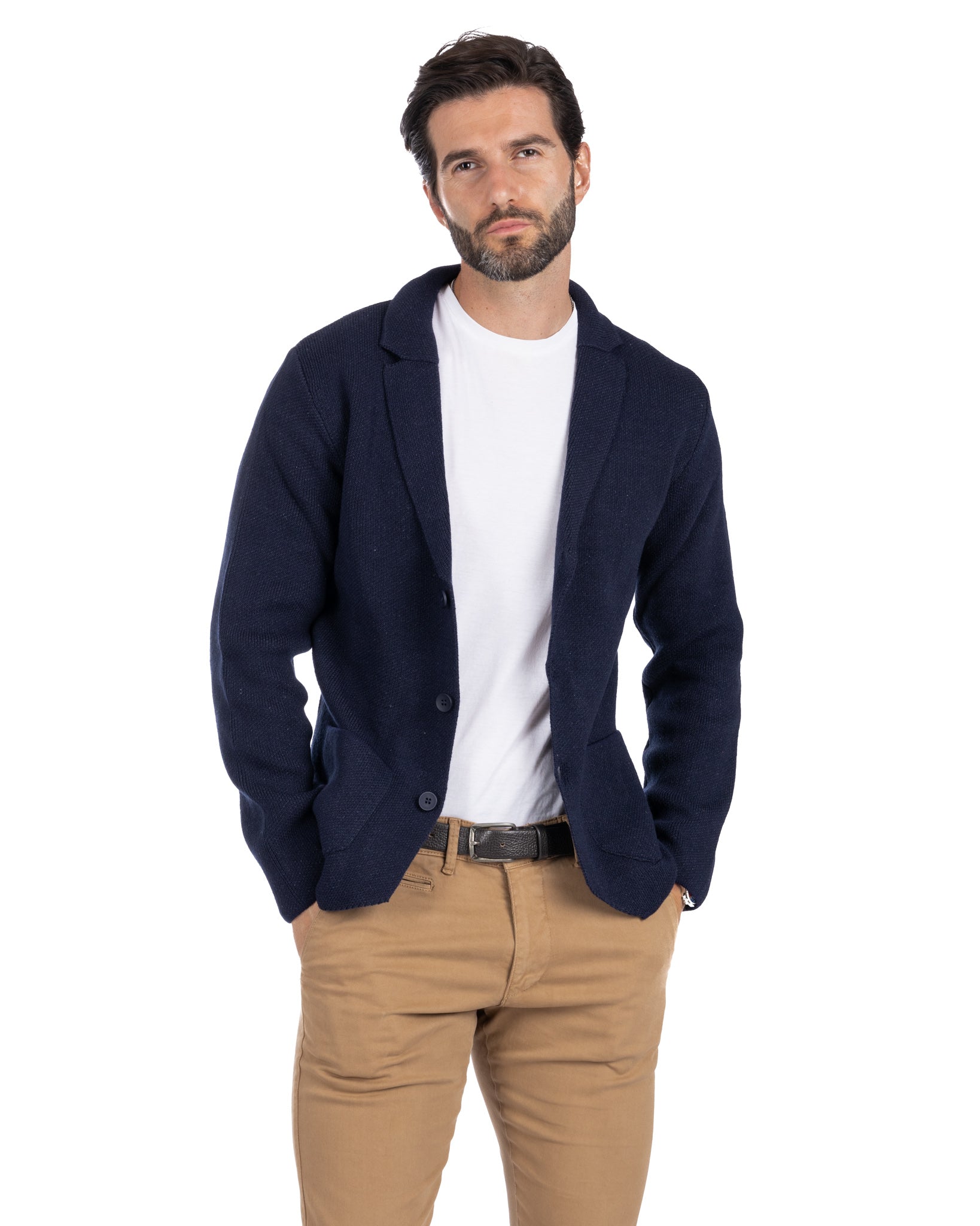 Laurent - cardigan in maglia blu