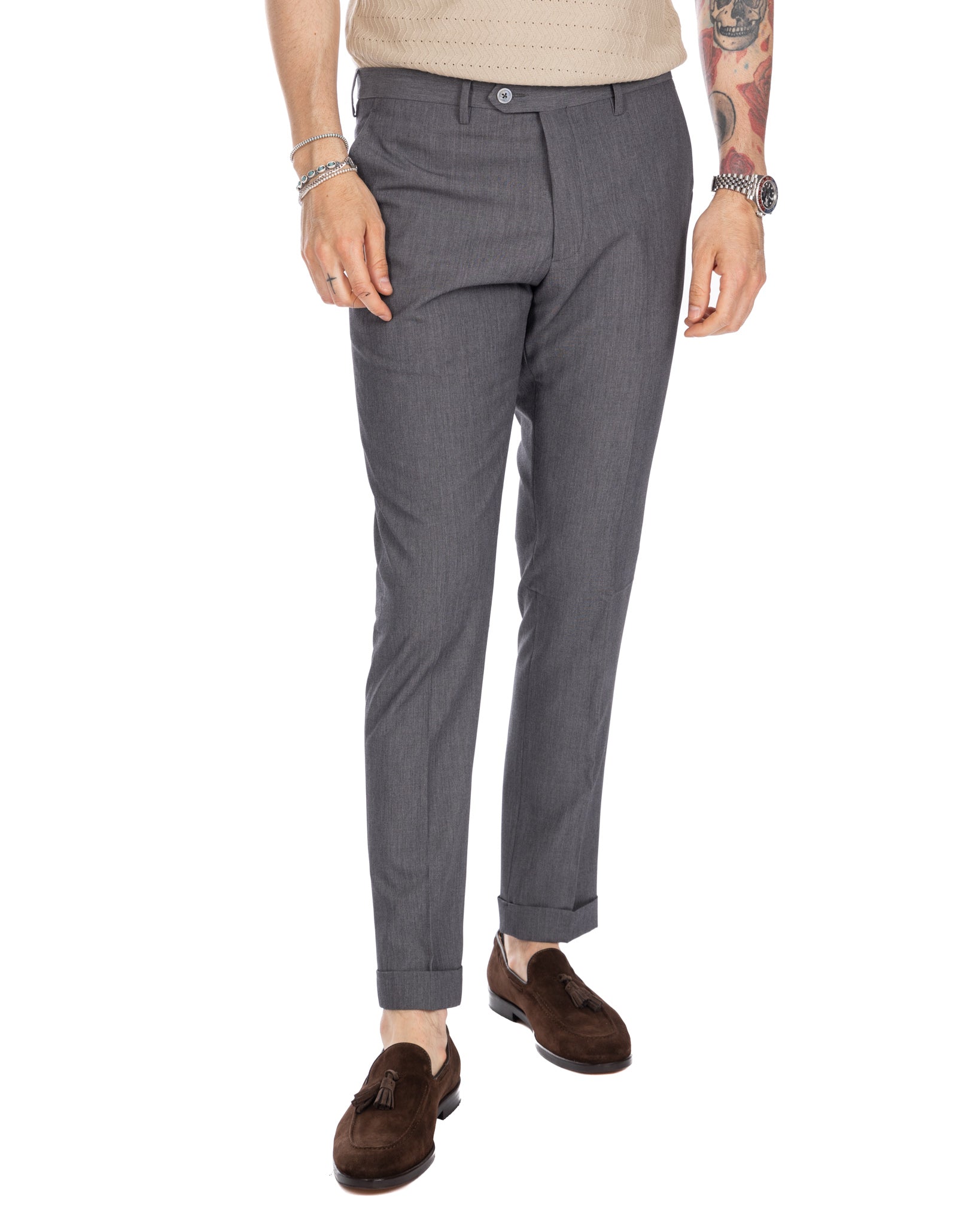 Brema - gray basic trousers