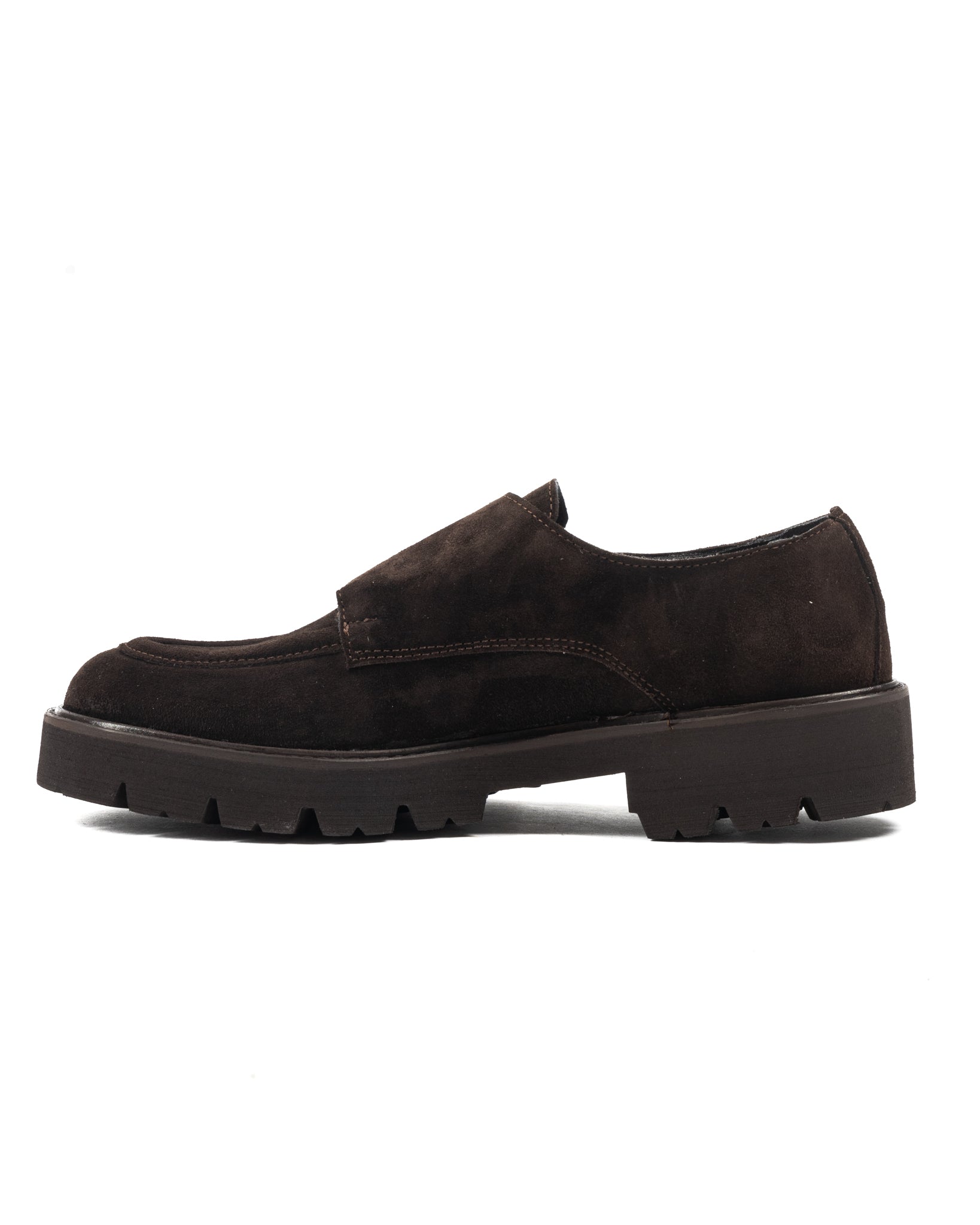 Falcon- mocassin en daim marron foncé avec double boucle 